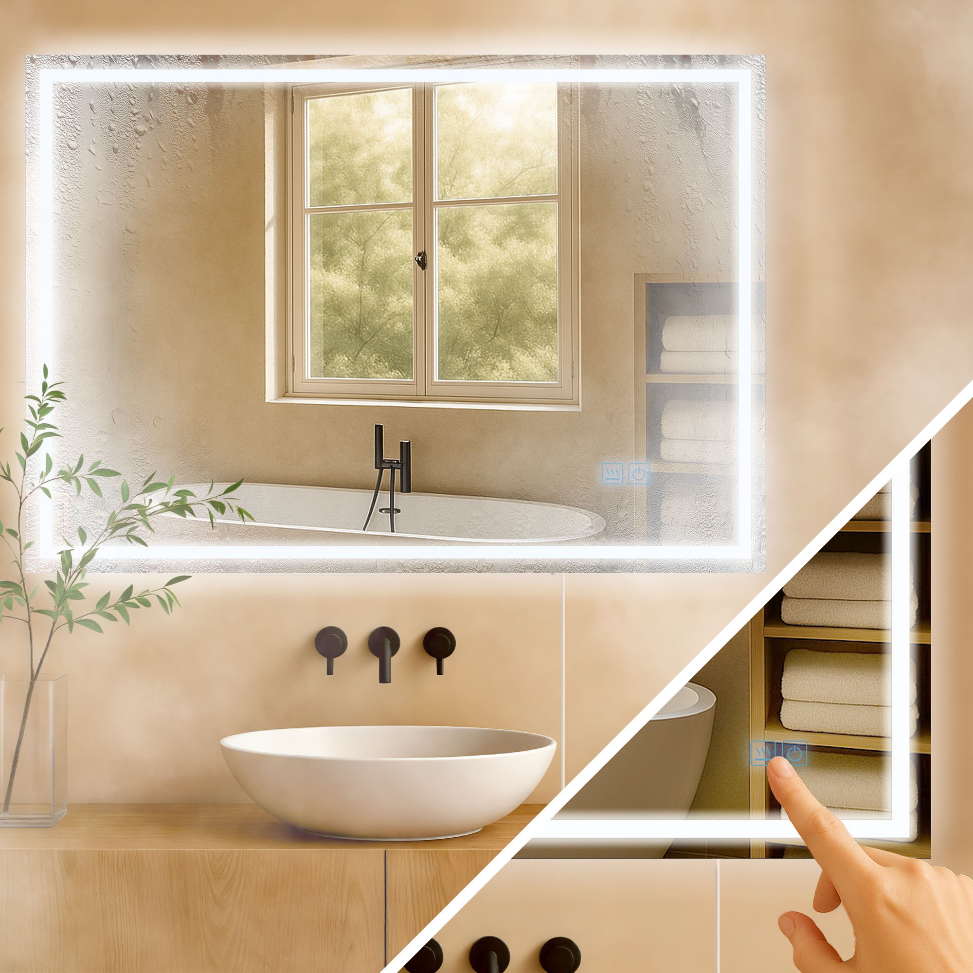 Badspiegel Jaffrey 70x100 ohne Bluetooth, klarglas