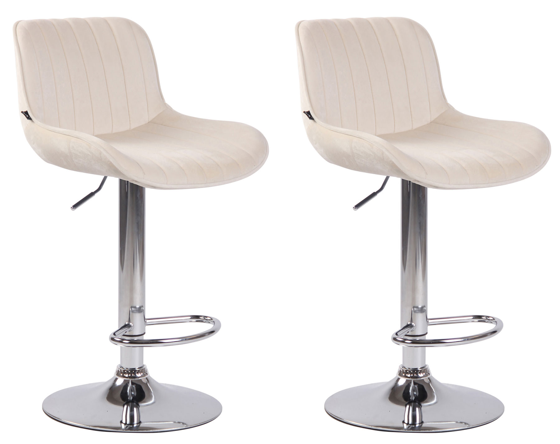 2er Set Barhocker Lentini Samt chrom, creme