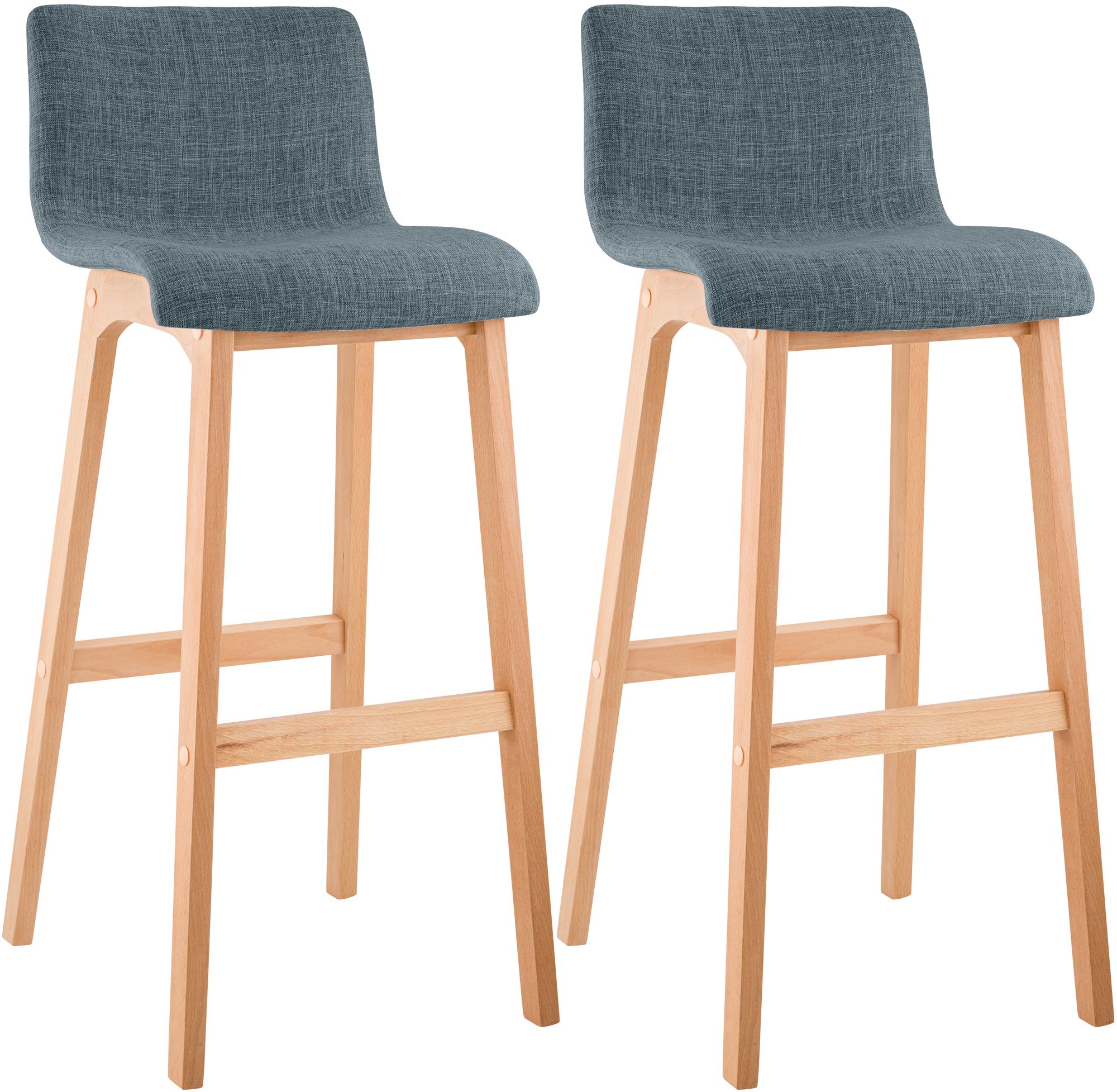 2er Set Barhocker Hoover Stoff Natura, blau