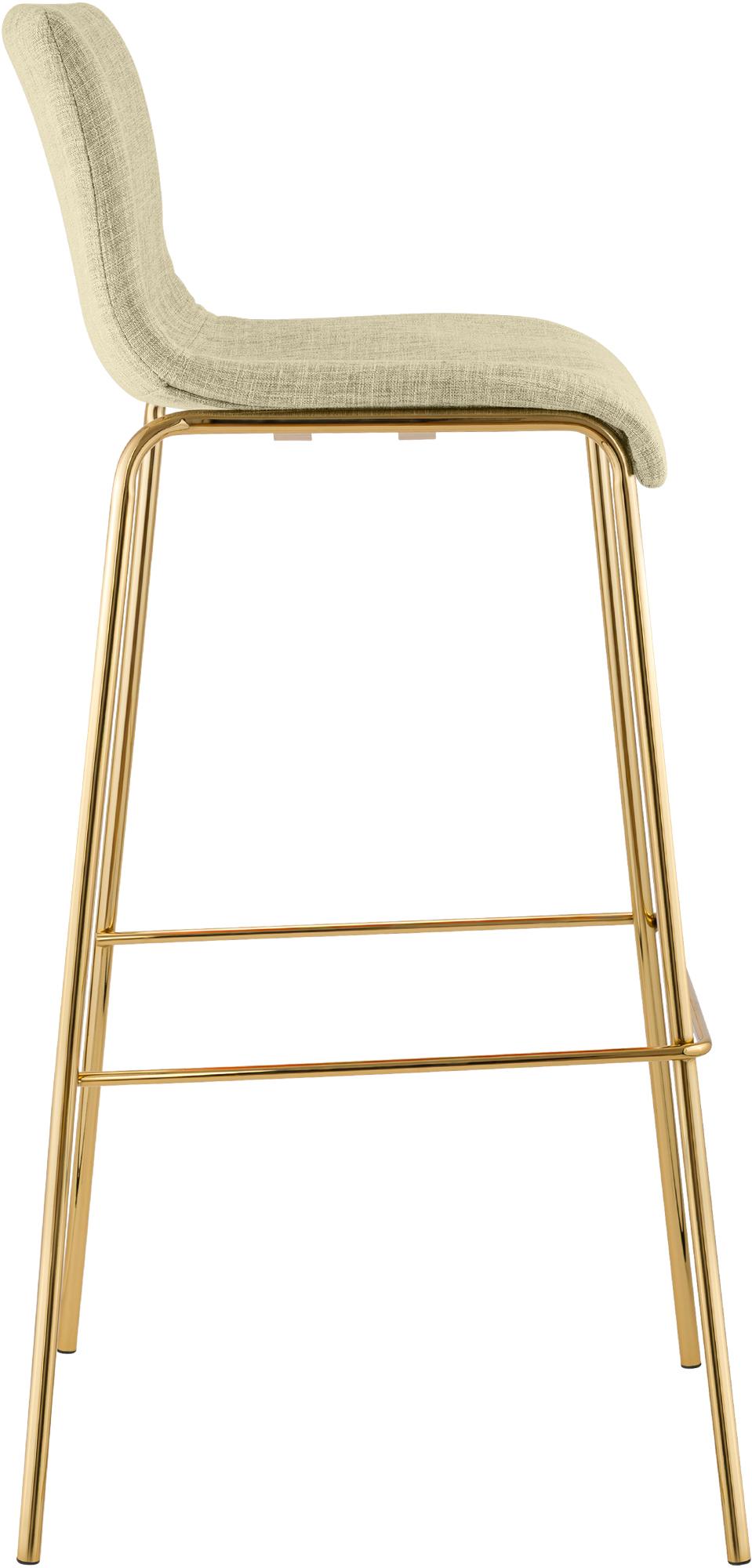 2er Set Barhocker Hoover Stoff 4-Fuß Gold, creme