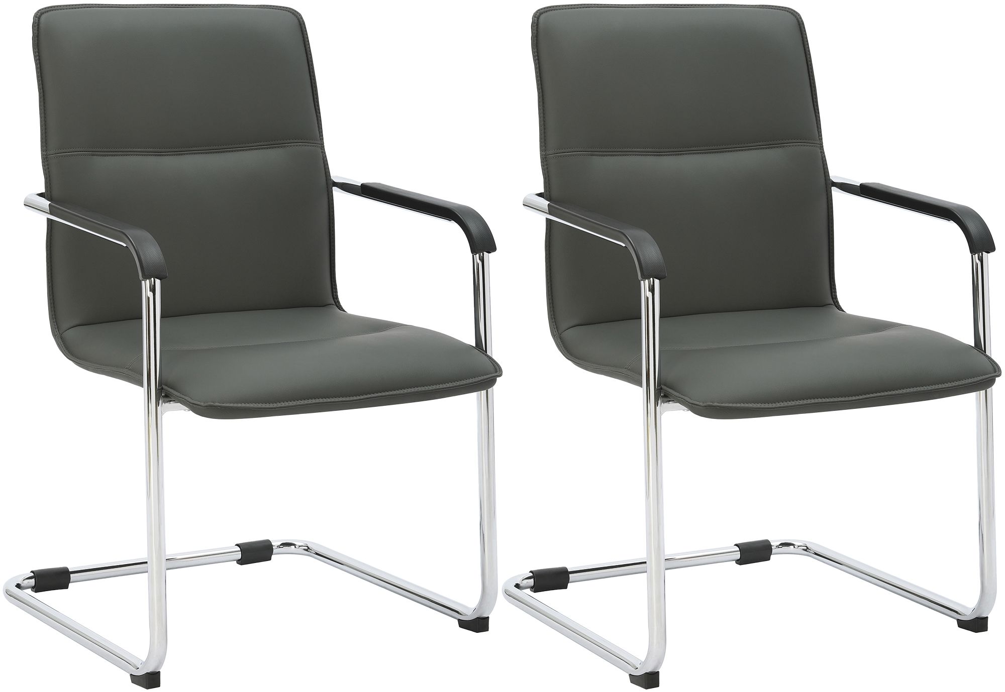 2er Set Besucherstuhl Seattle, grau