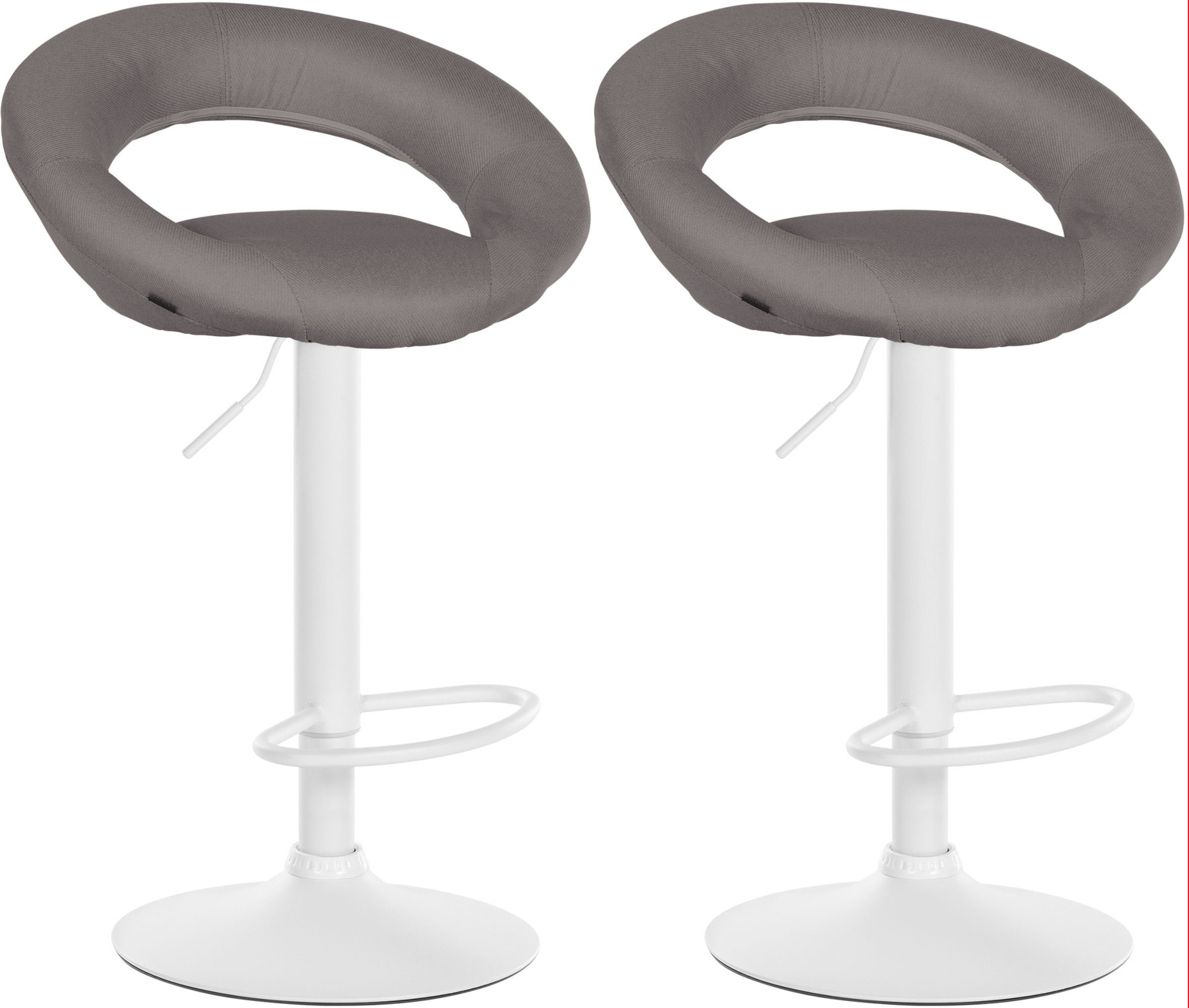 2er Set Barhocker Olinda Stoff weiß, grau