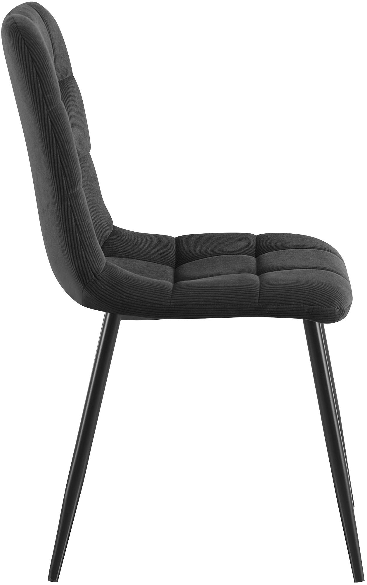 2er Set Esszimmerstuhl Antibes Cord, schwarz