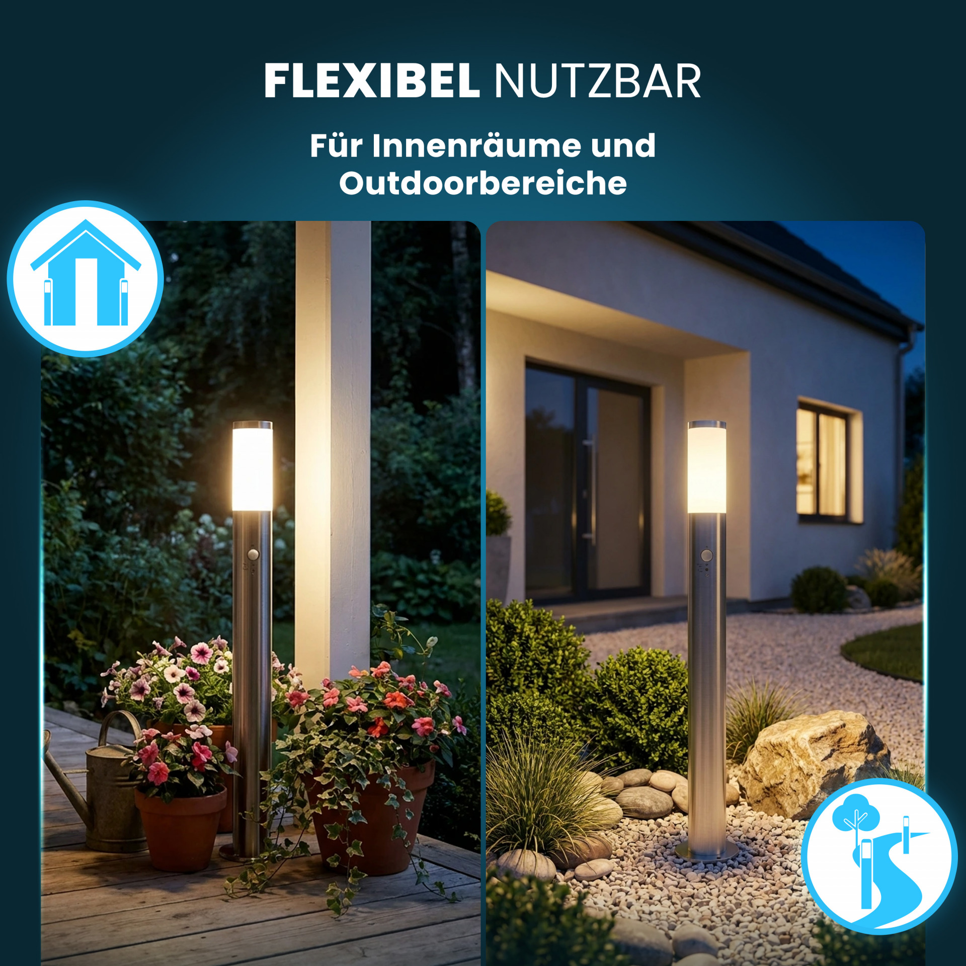 Wegeleuchte Ivy Edelstahl mit Sensor