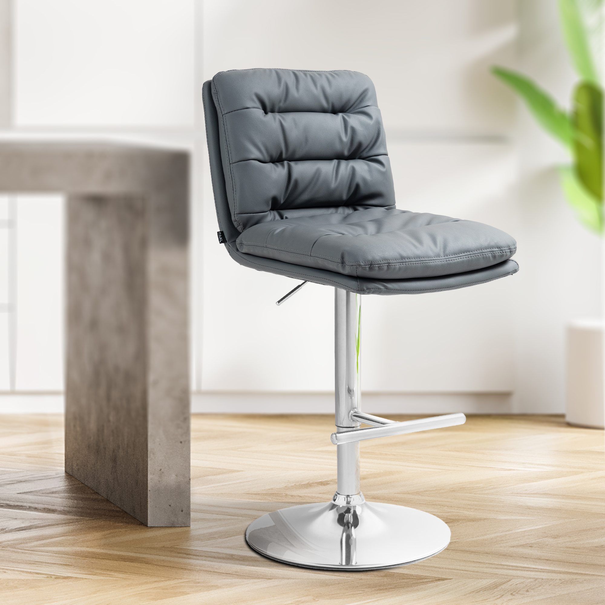 2er Set Barhocker Damar Kunstleder chrom, grau