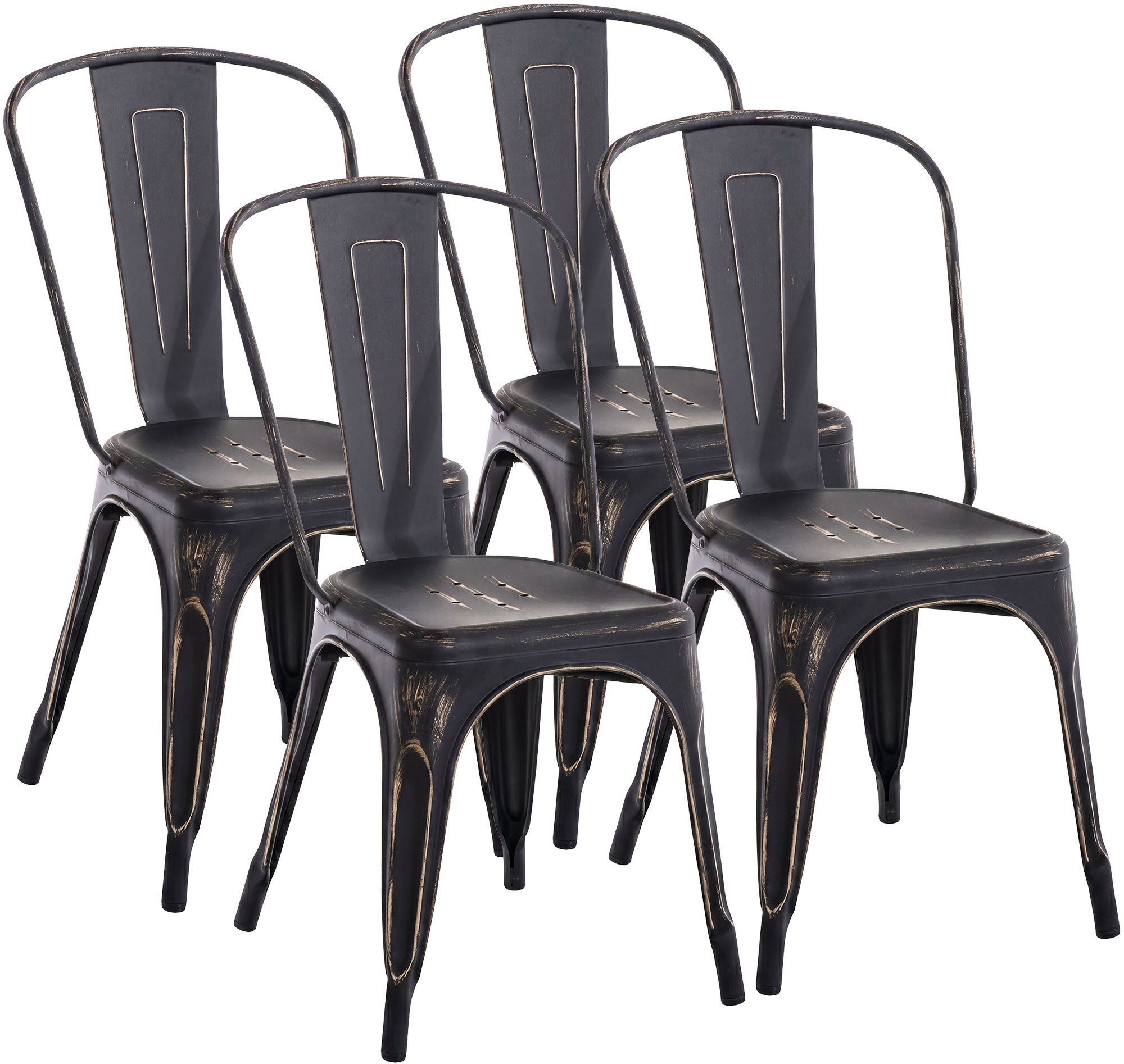 4er Set Stuhl Benedikt antik, schwarz-gold