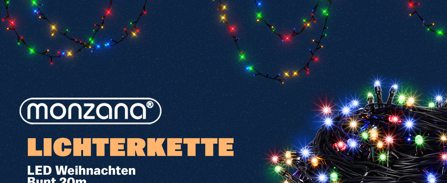 Lichterkette Weihnachten Bunt 20m Fernbedienung