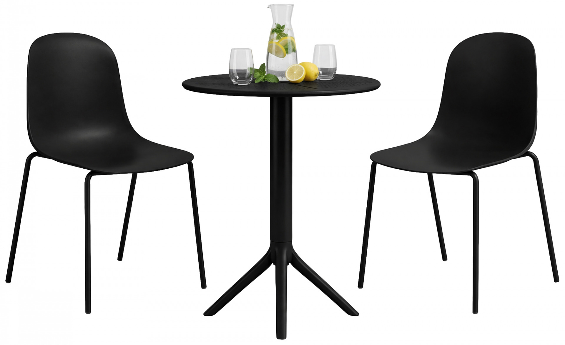 Gartenmöbel-Set Torin mit 2 Stühlen, schwarz