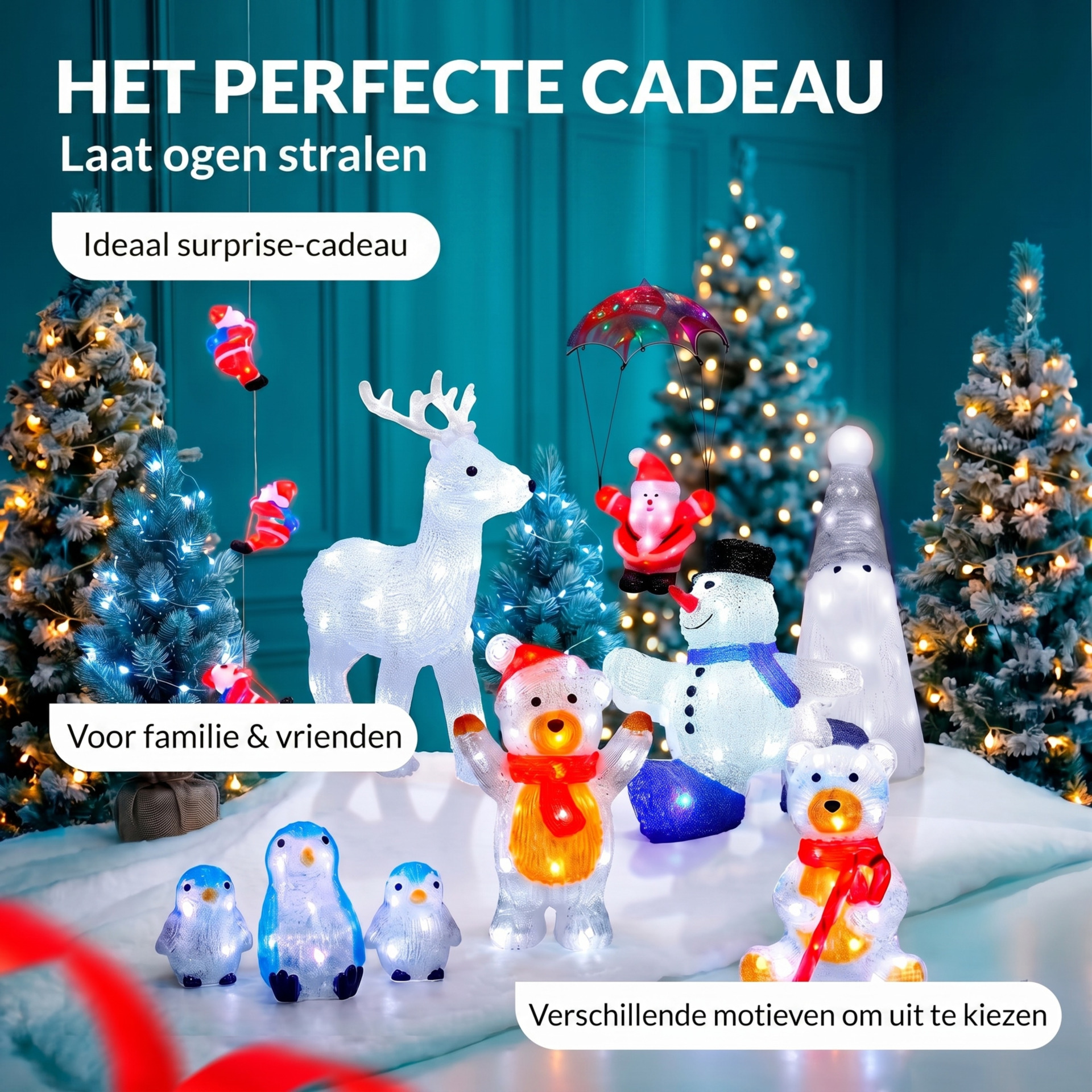 LED Acryl Figur Weihnachten Teddy sitzend
