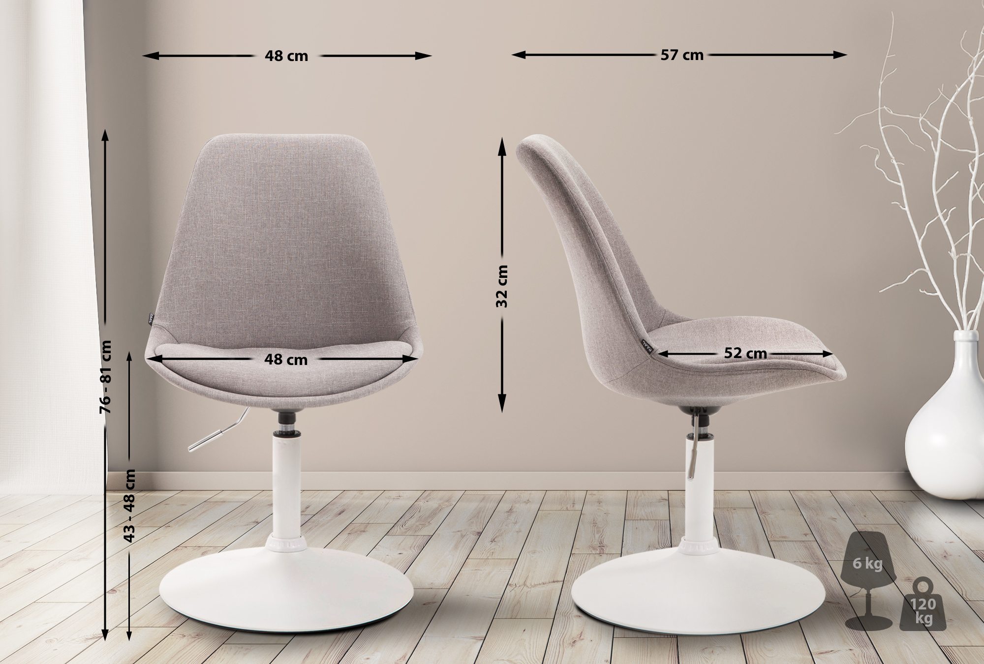 Stuhl Maverick W Stoff, grau