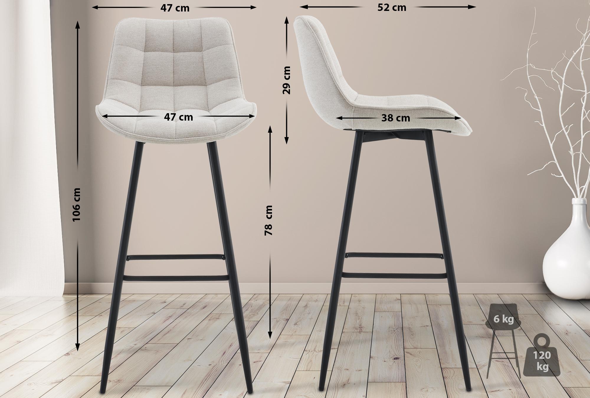 Barhocker Dartford Stoff, creme