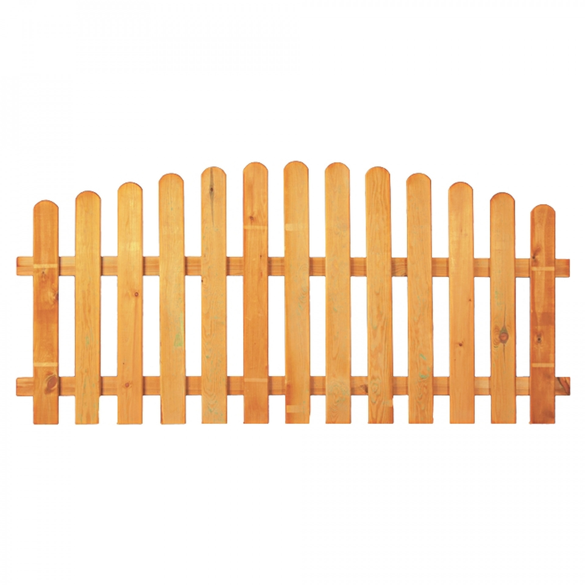 HEIKO-Gartenzaun Hochbogen 200 x 80/95cm, Latten 20/90 mm, glatt, kdi grün, Riegel 25/70 mm