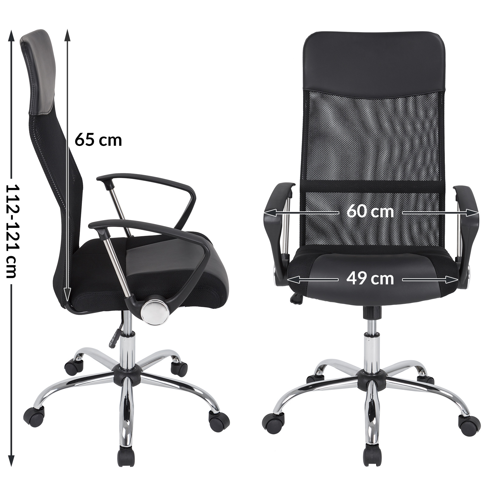 Bürostuhl Deluxe Schwarz mit Netz