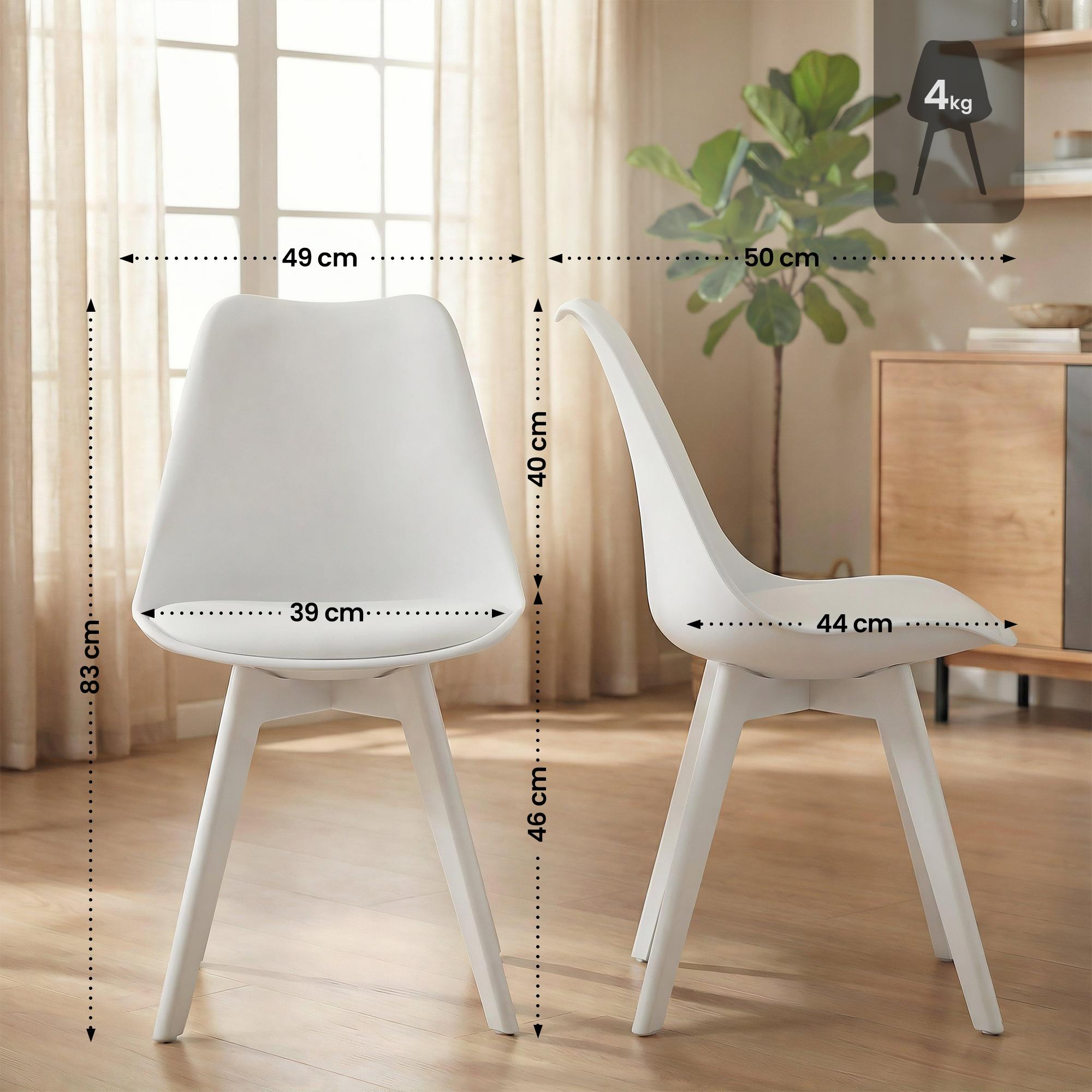 4er Set Stuhl Linares Kunststoff, weiß/weiß