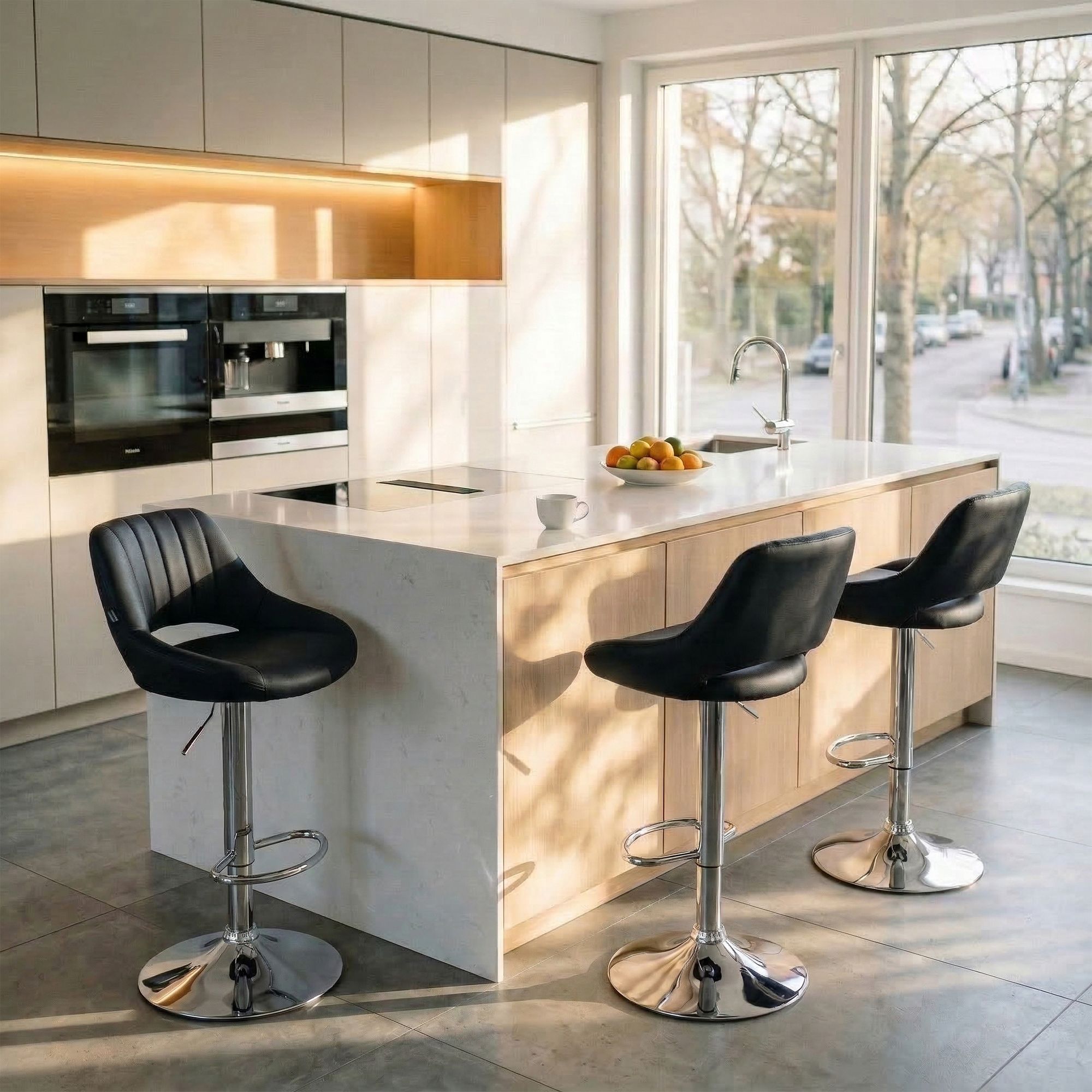 Barhocker Milet Kunstleder chrom, schwarz