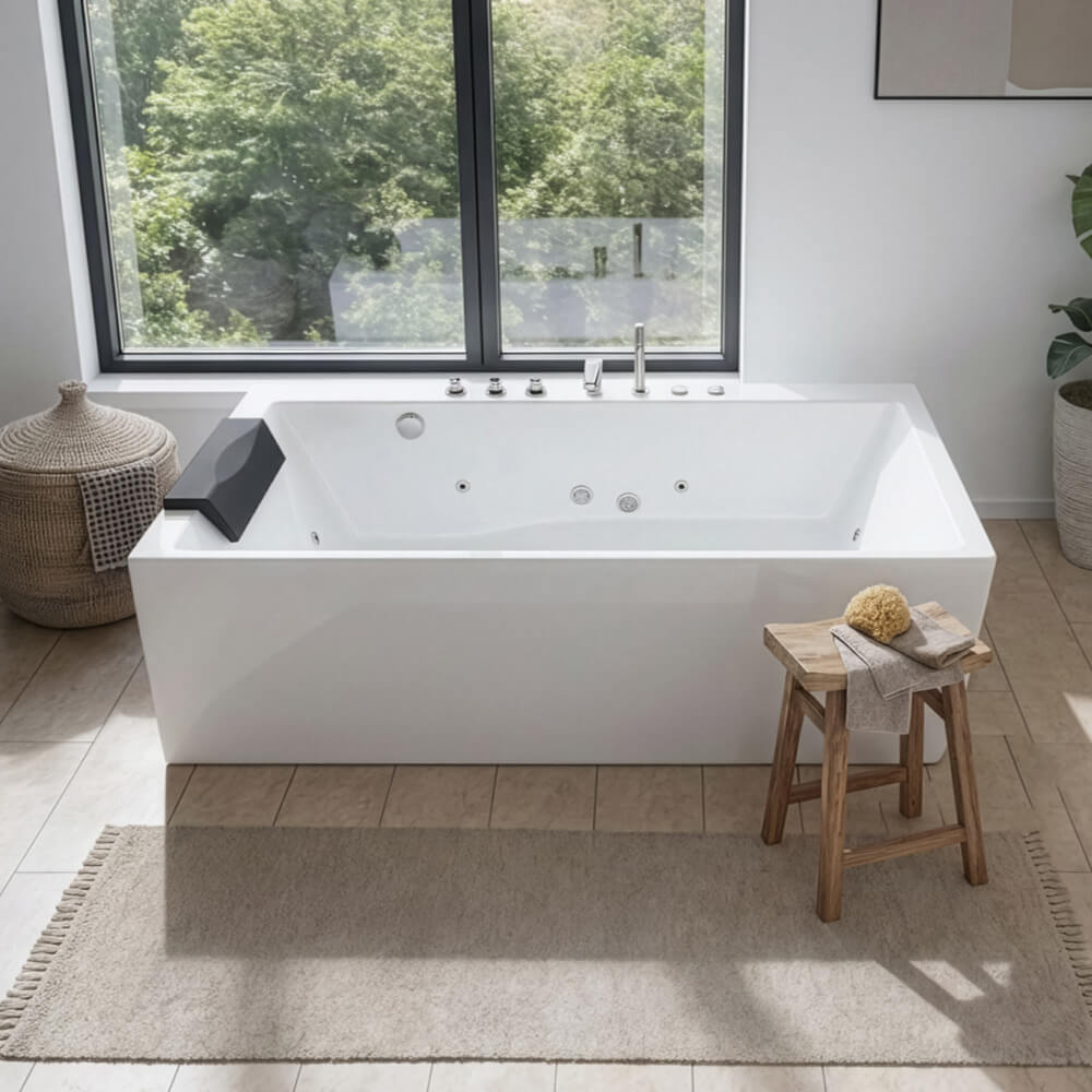 Whirlpool Badewanne mit ergonomischer Form BAKAL - Weiß