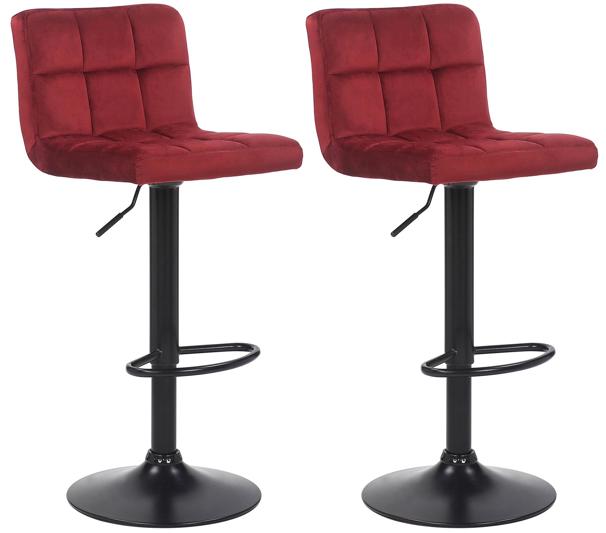2er Set Barhocker Feni Samt, rot