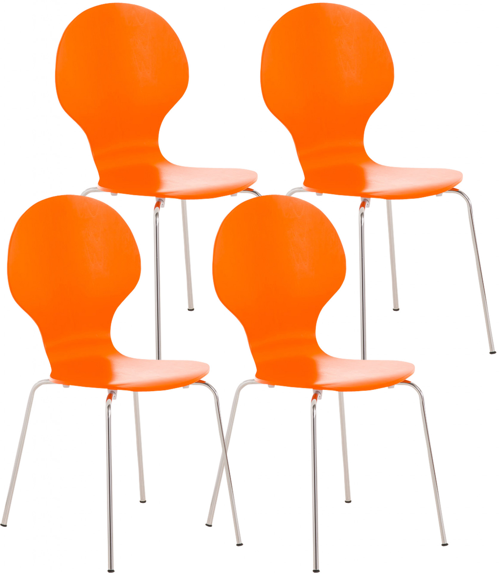 4er Set Besucherstuhl Diego, orange