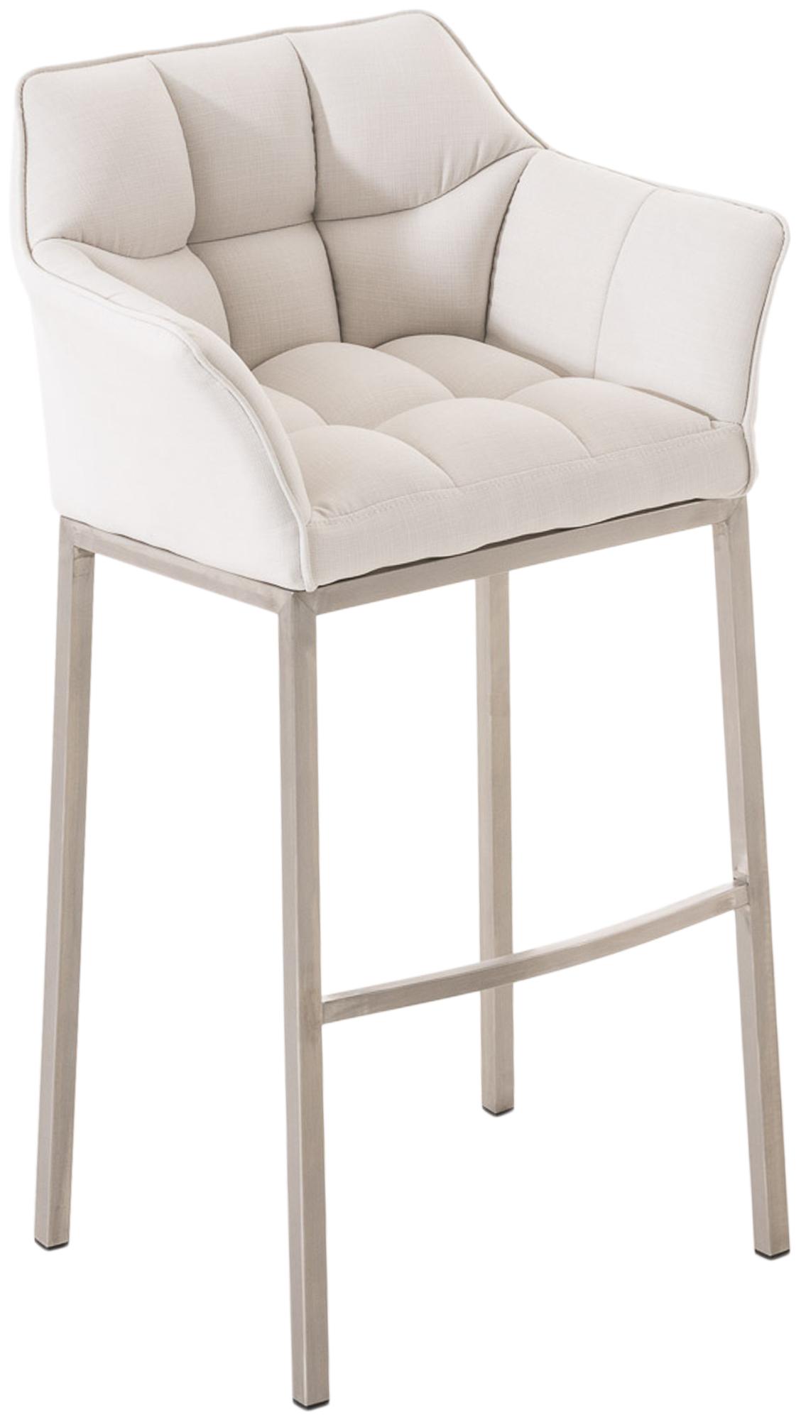 Barhocker Damaso E Stoff mit 4-Fuß Gestell, weiß