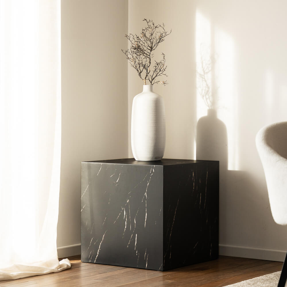 Couchtisch Marmor AMIRI M - 50 x 50 cm Schwarz
