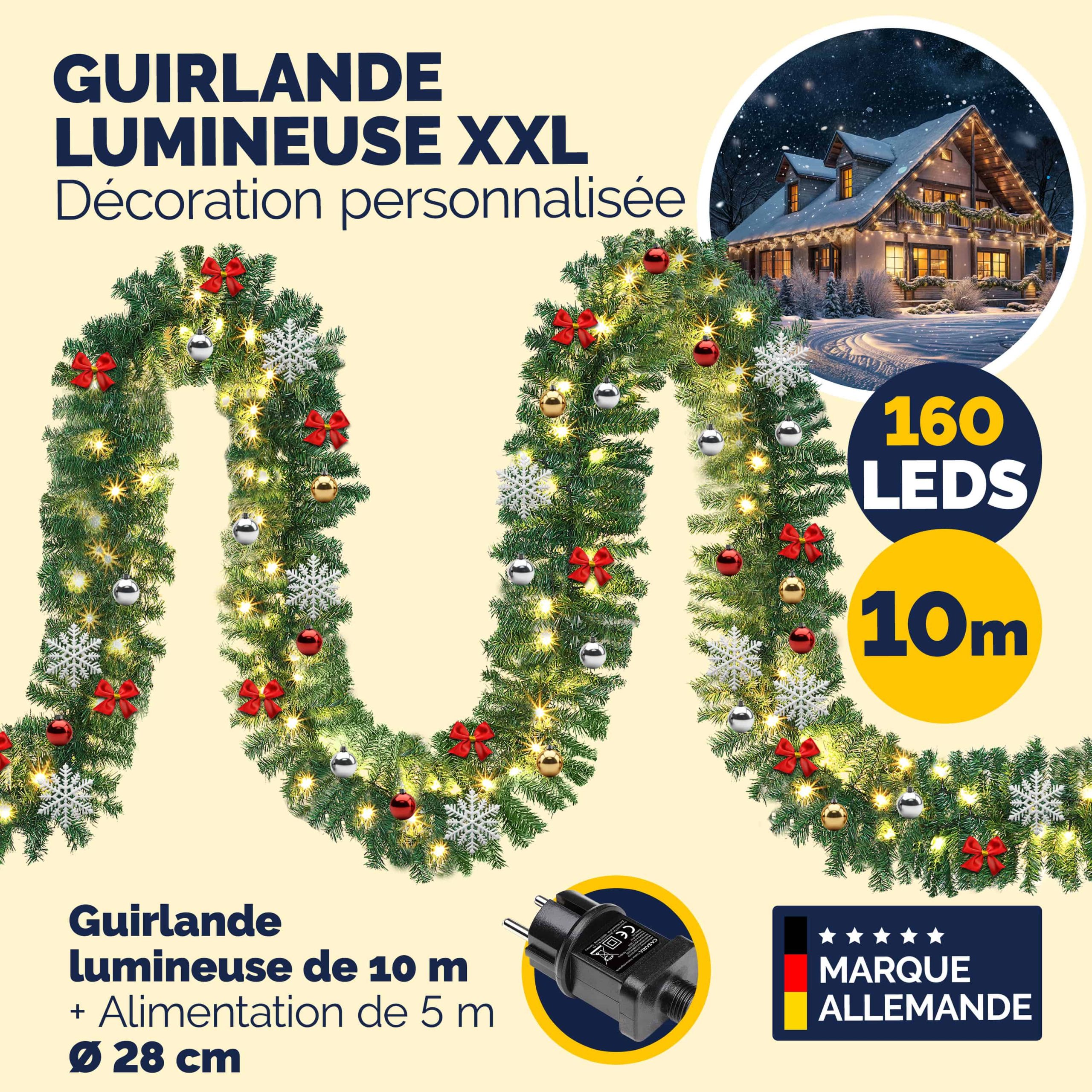 Weihnachtsgirlande 10m In-/Outdoor geschmückt
