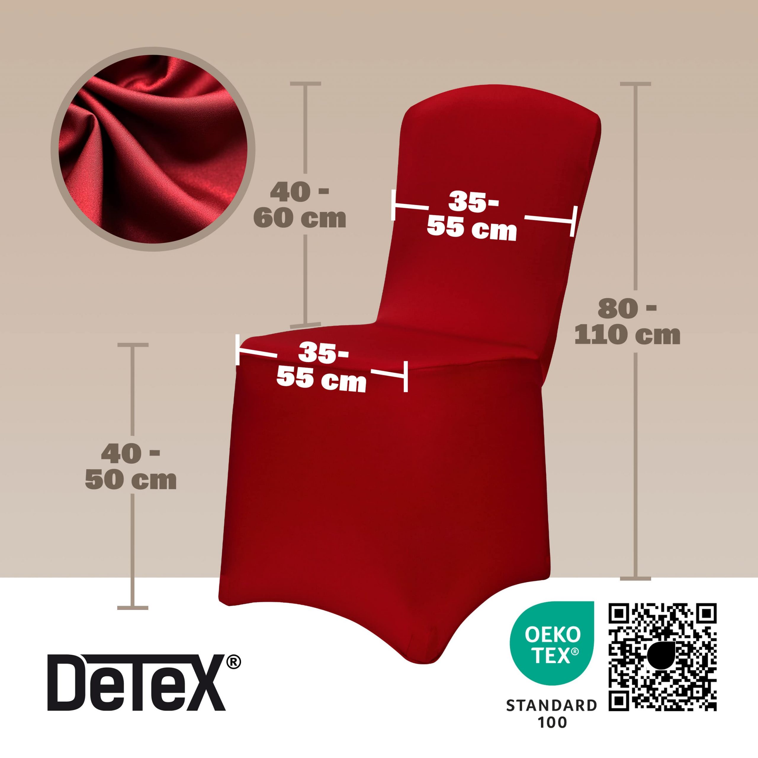 Stuhlhusse 6er-Set Bordeaux OEKO-TEX®