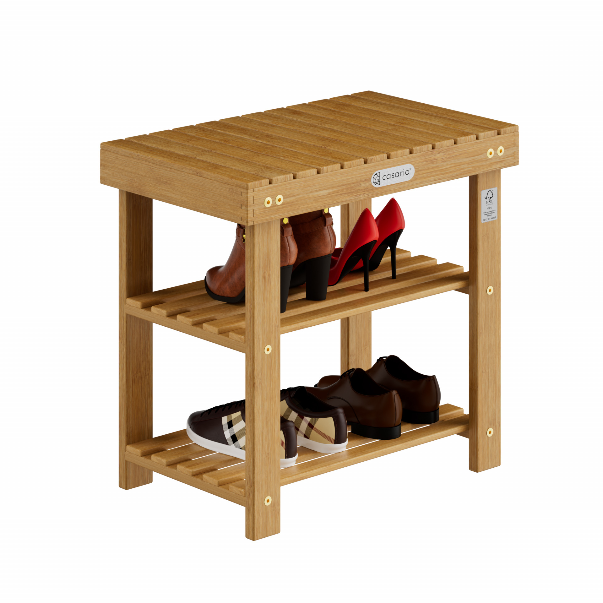 Schuhregal 2in1 Akazienholz FSC®-zertifiziert 50x33x46cm