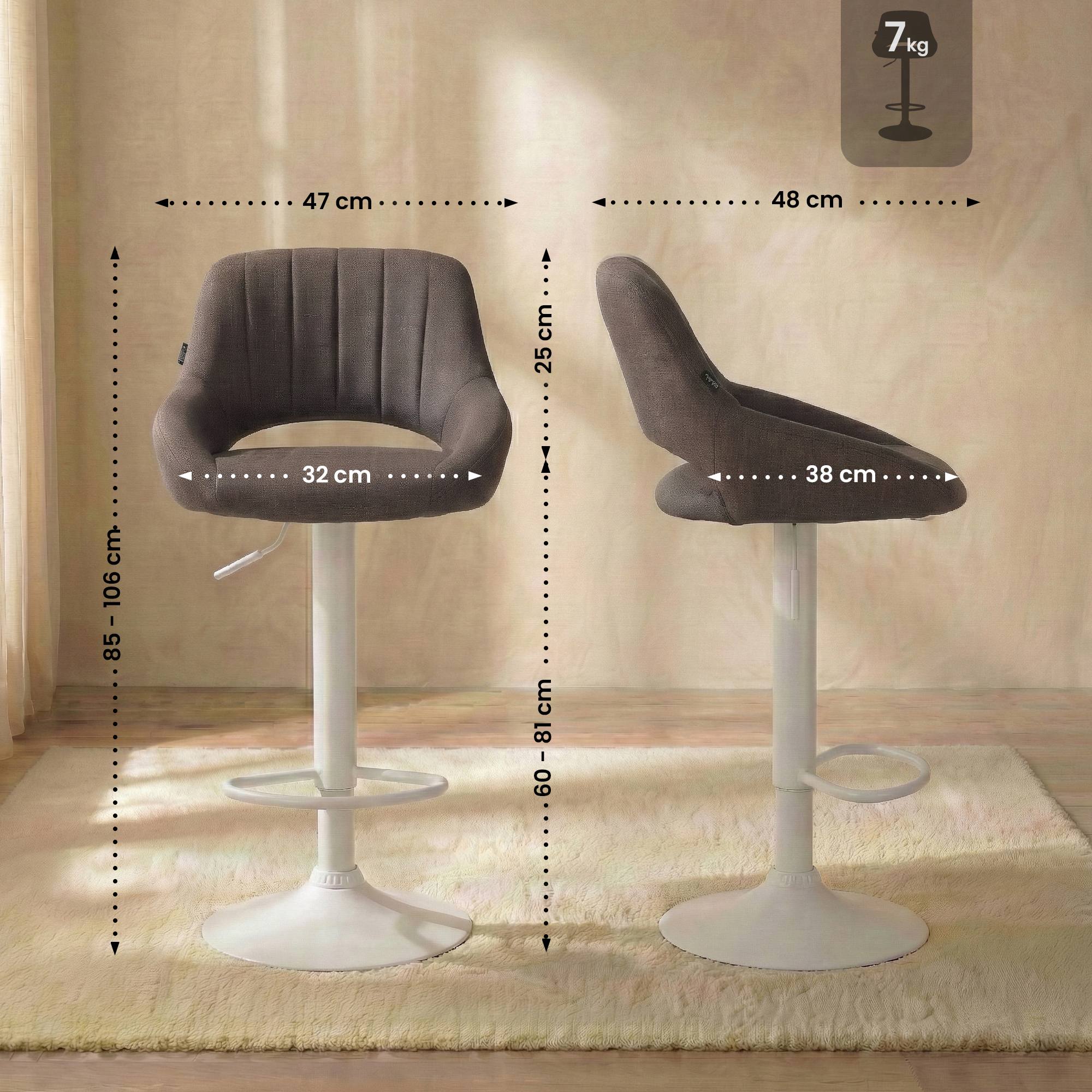 2er Set Barhocker Milet Stoff W, braun