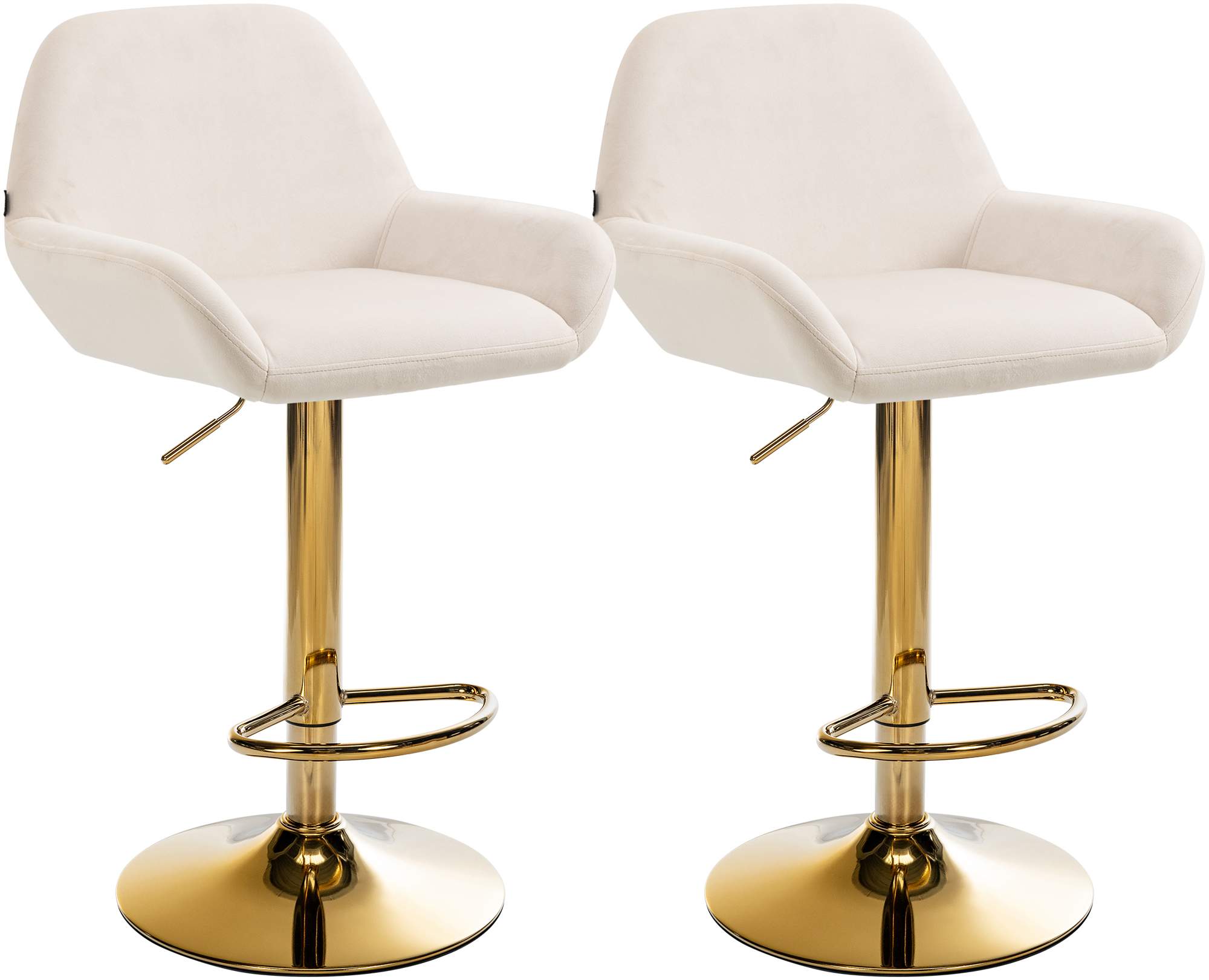 2er Set Barhocker Braga Gold Samt, creme