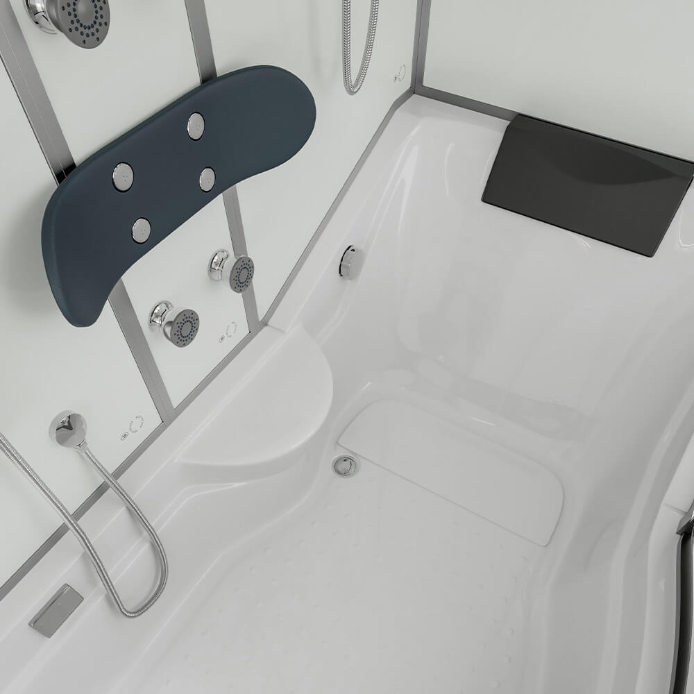 Duschkabine mit Badewanne ALLIN 2IN1 - 170 x 90 Weiß Links