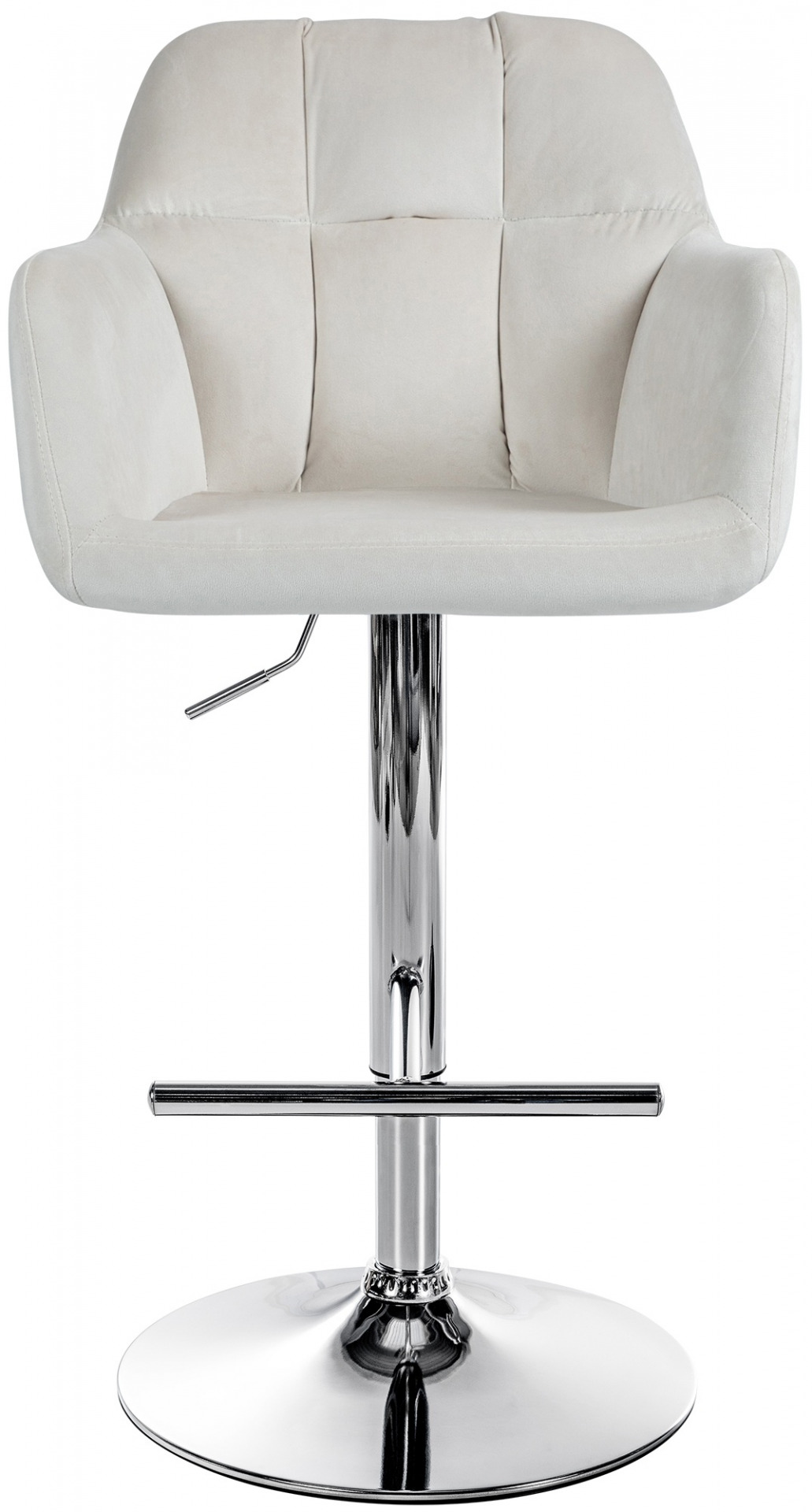 Barhocker Natoma Samt chrom, creme