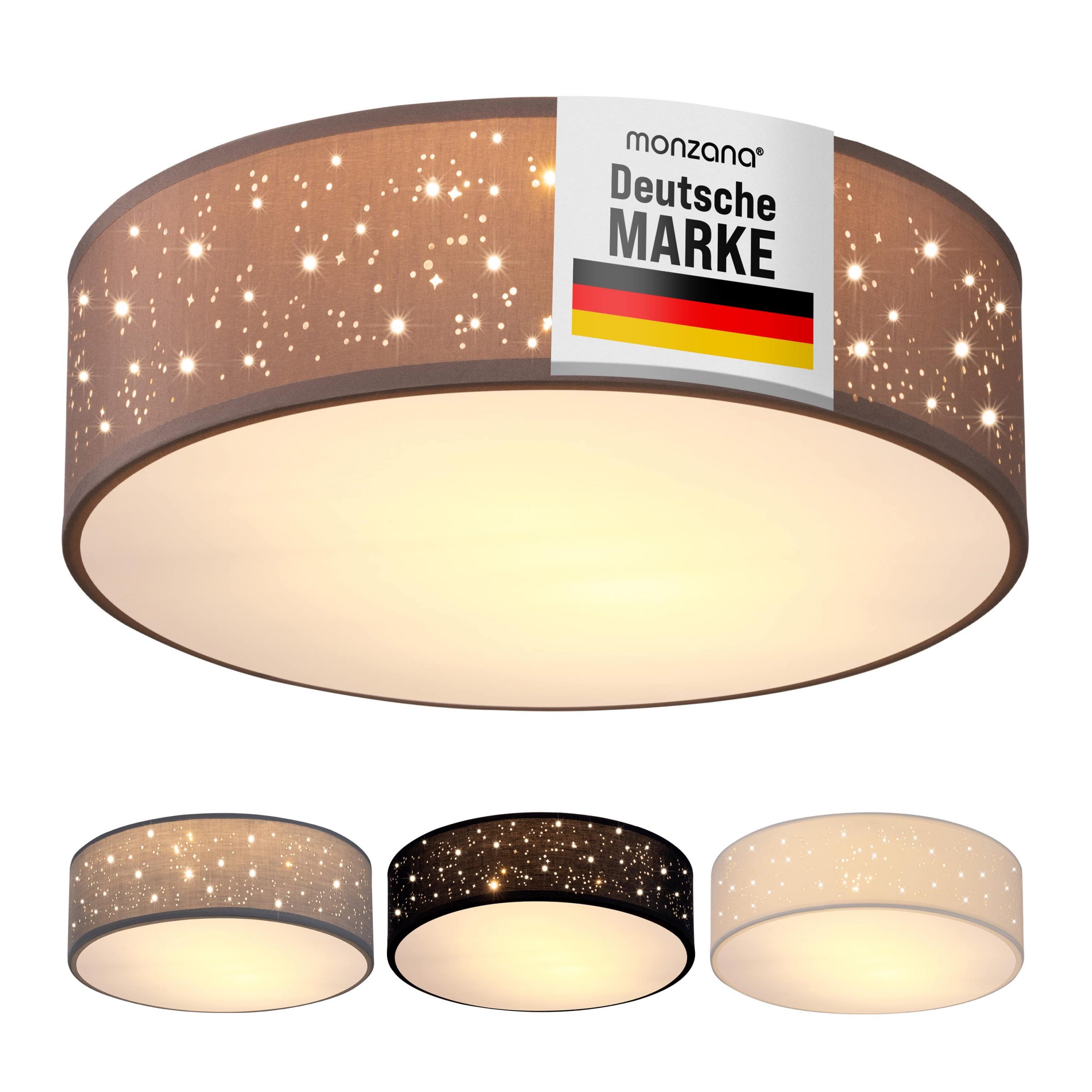Deckenlampe Taupe Stoff Ø30cm Sternenhimmel