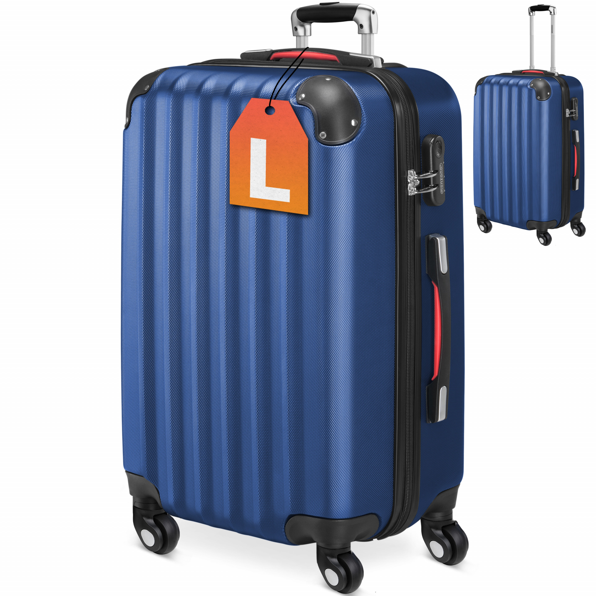 Hartschalenkoffer L Rollen 360º Reisekoffer 62L Blau ABS