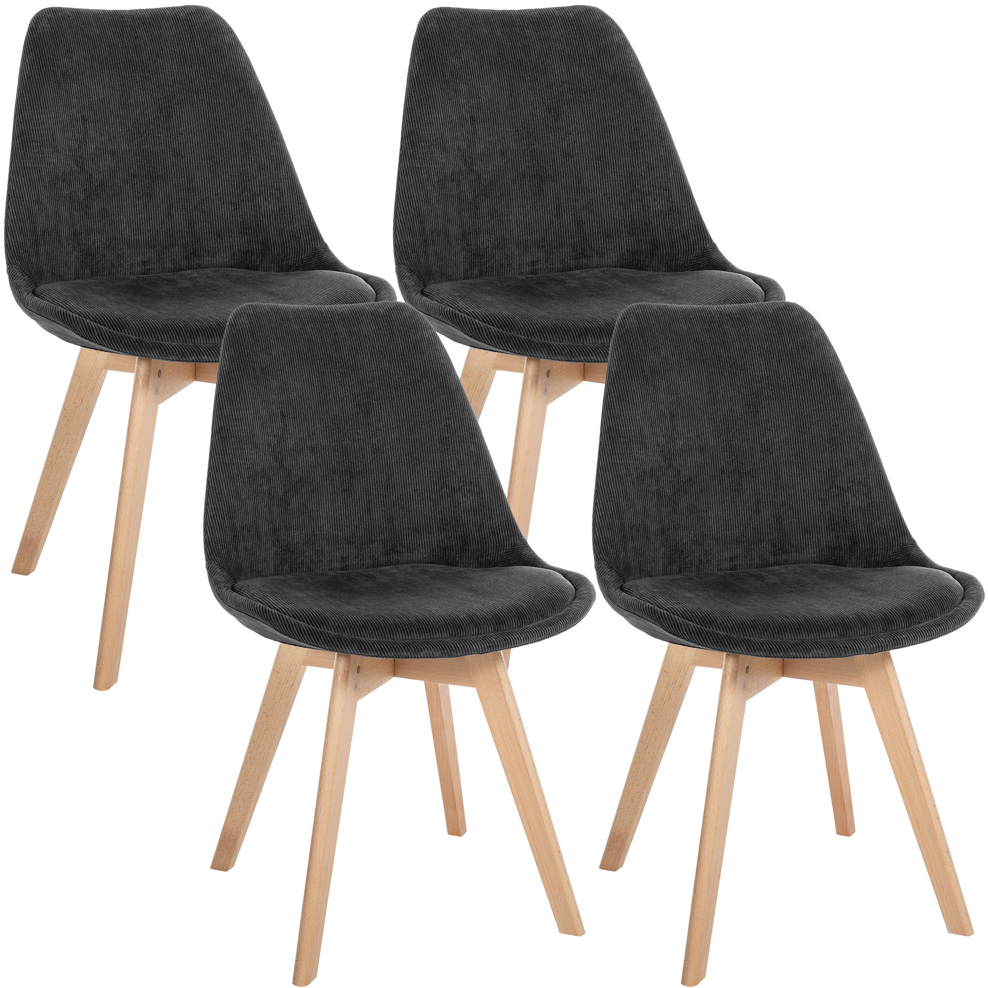 4er Set Stuhl Linares Cord, anthrazit