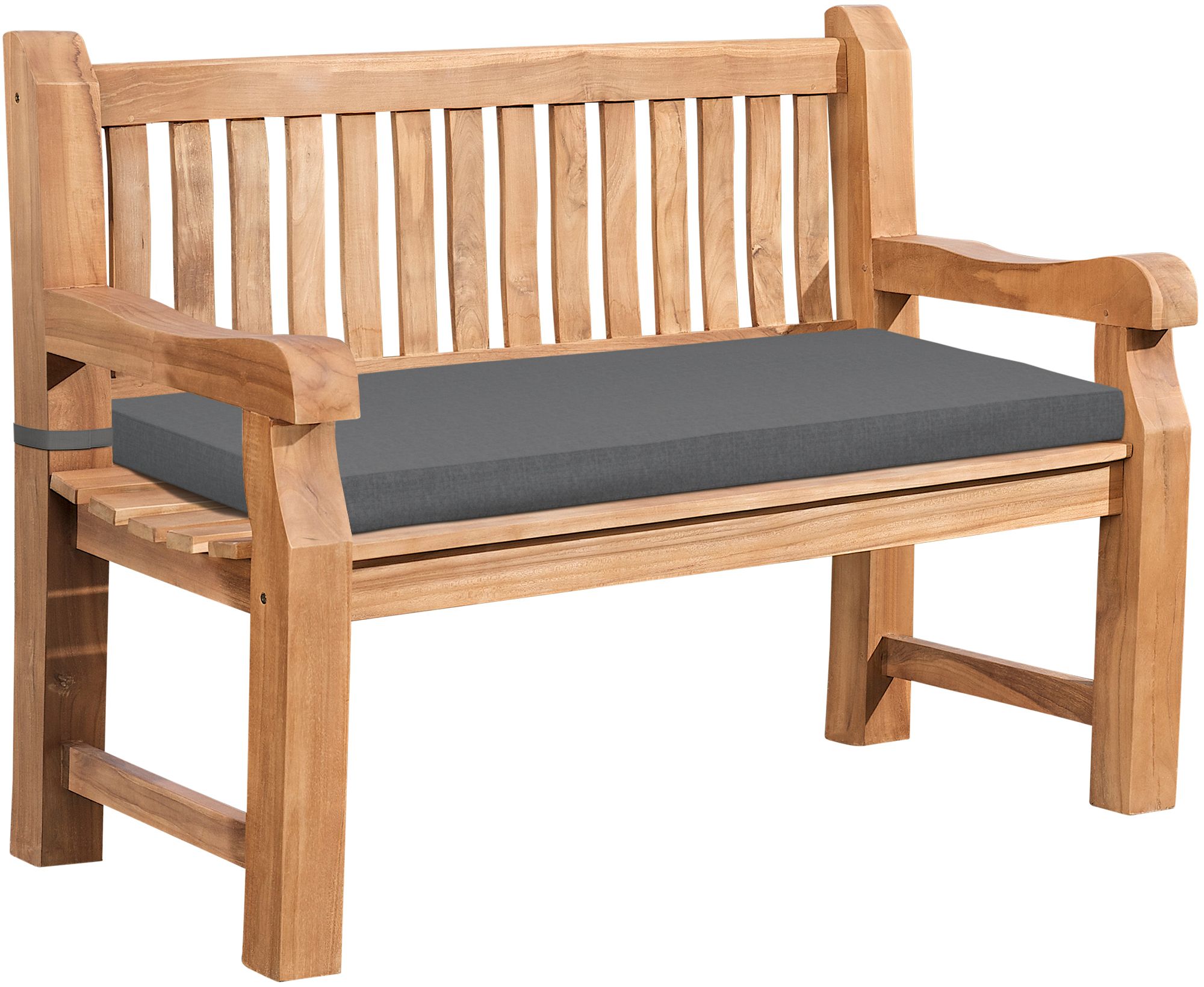 Teakbank Daxon mit Sitzkissen 150 cm, dunkelgrau