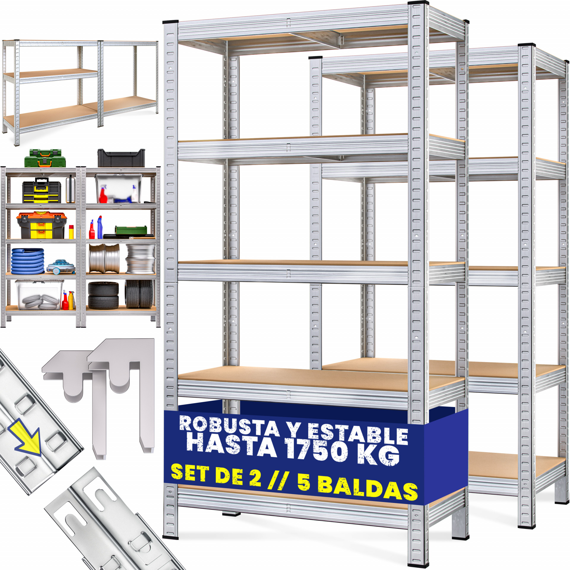 Schwerlastregal 2er-Set 180x90x40cm verzinkt je 875kg