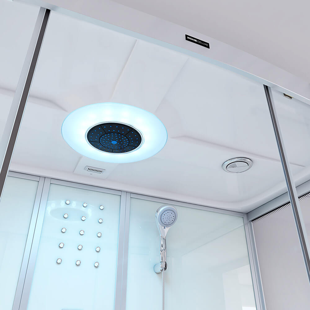 Dampfdusche mit Whirlpoolfunktion und LED-Beleuchtung DIAMOND - 170 x 90 cm Weiß