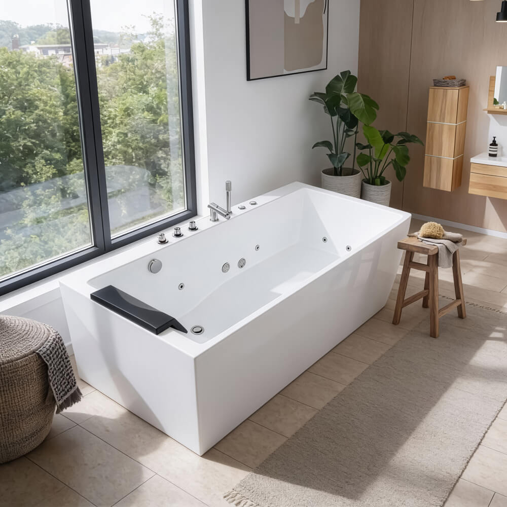 Whirlpool Badewanne mit ergonomischer Form BAKAL - Weiß