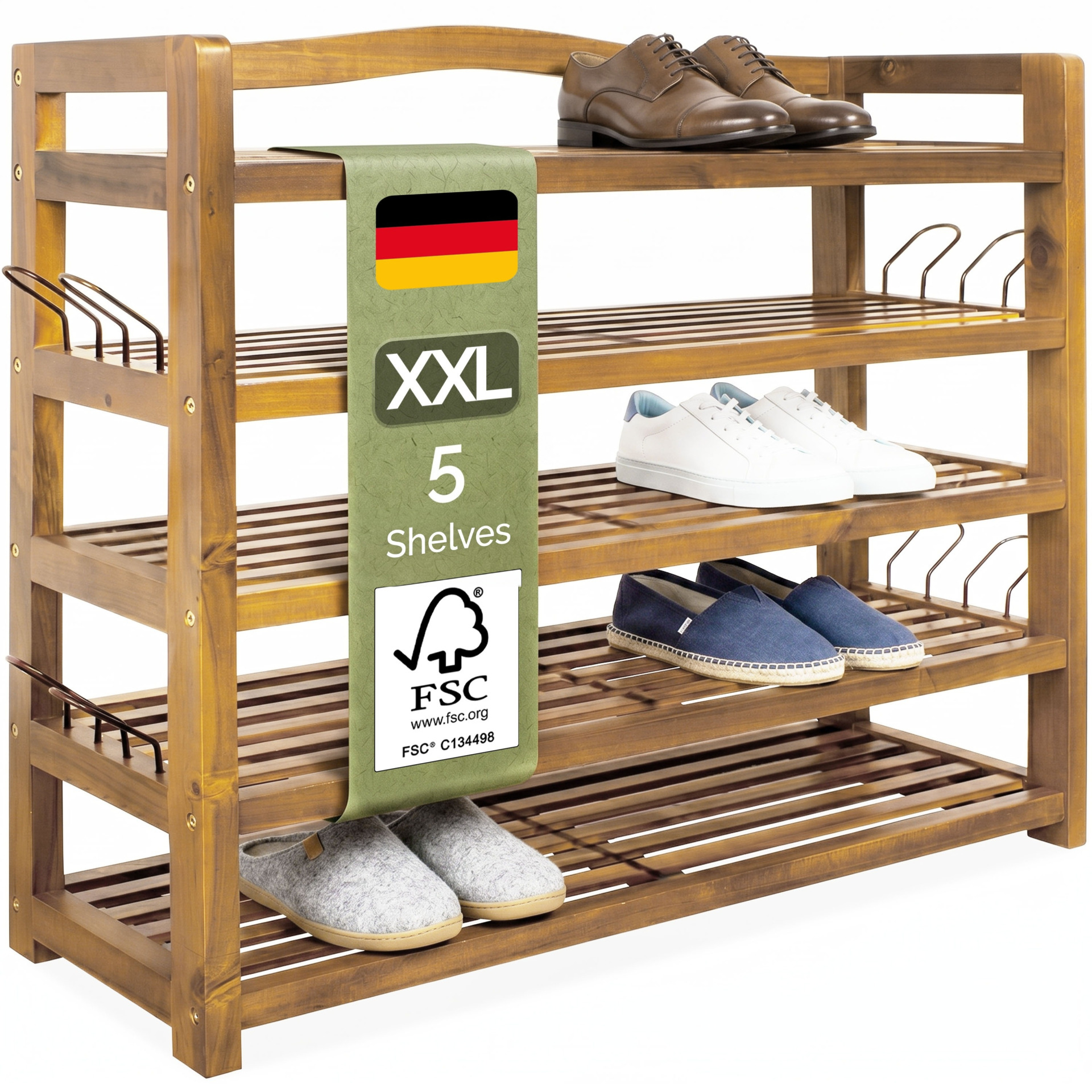 Schuhregal Akazienholz 95x26x82cm