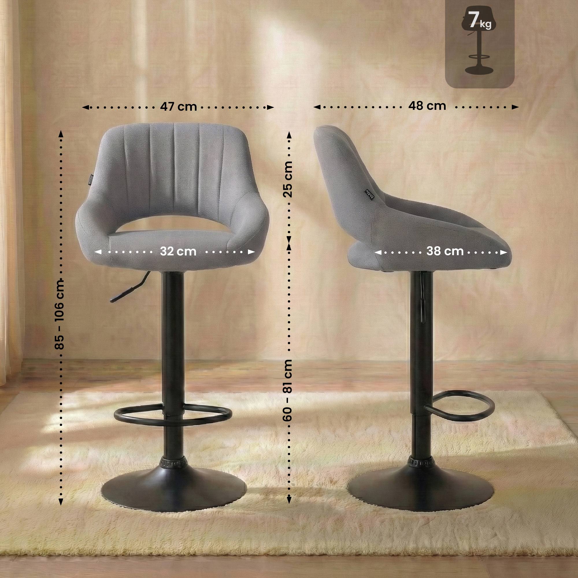 2er Set Barhocker Milet Stoff B, grau