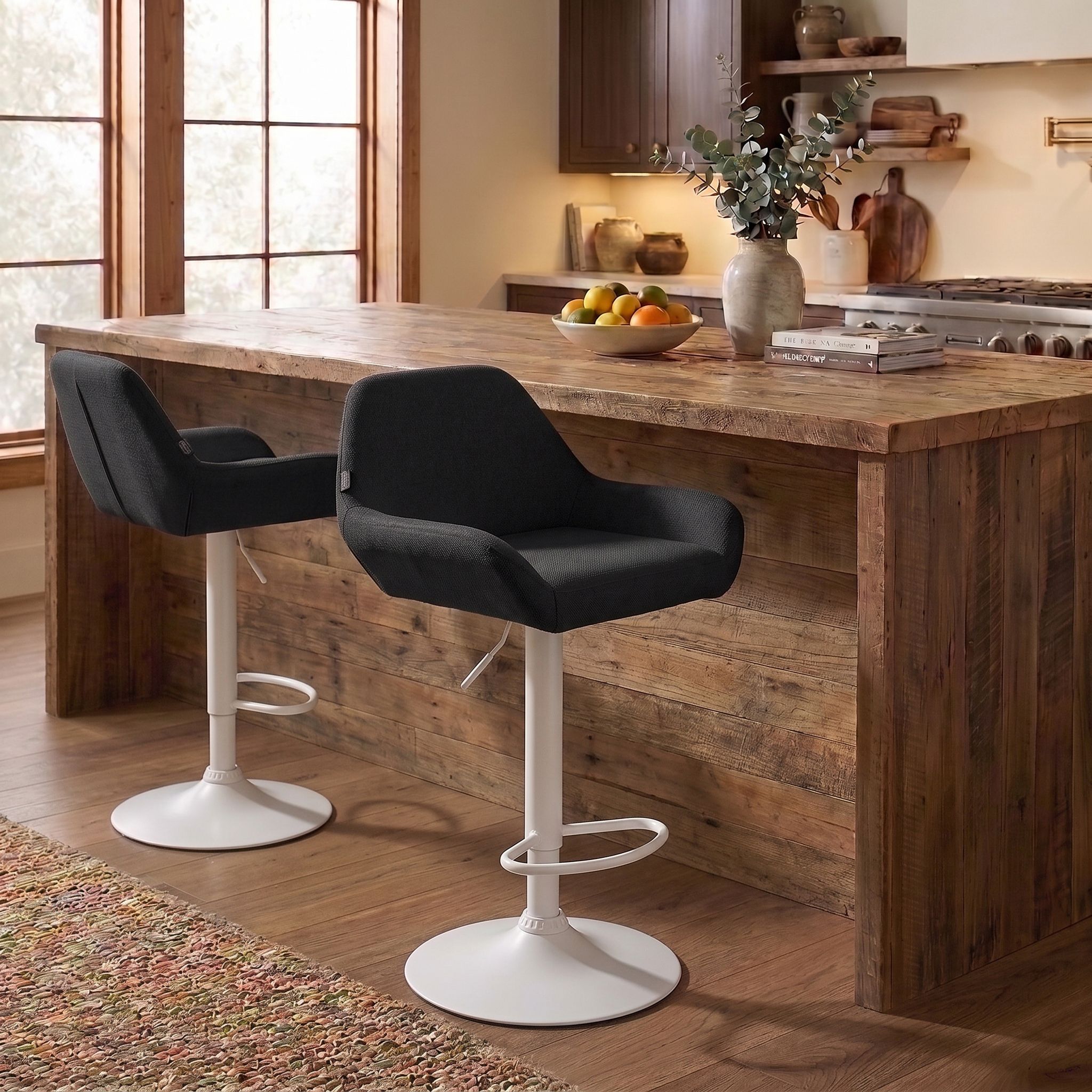 Barhocker Braga Stoff weiß, schwarz