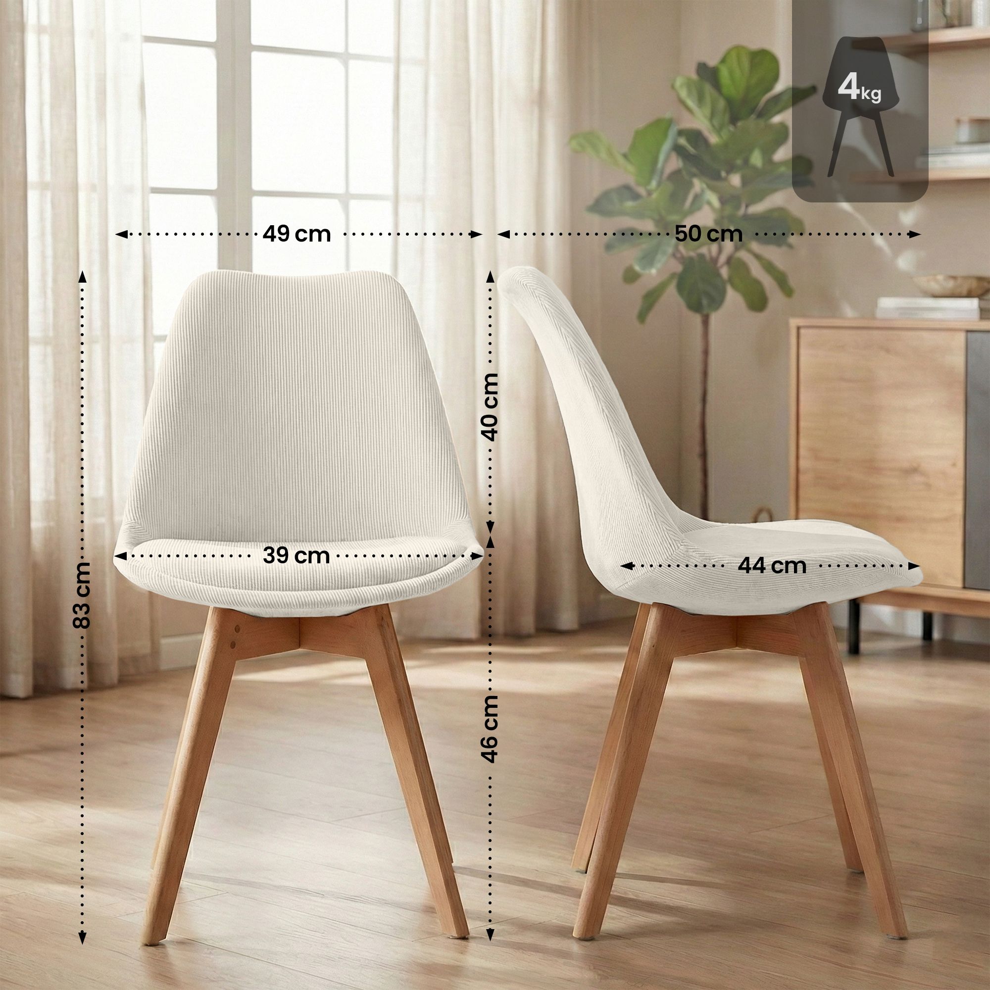 Stuhl Linares Cord, beige