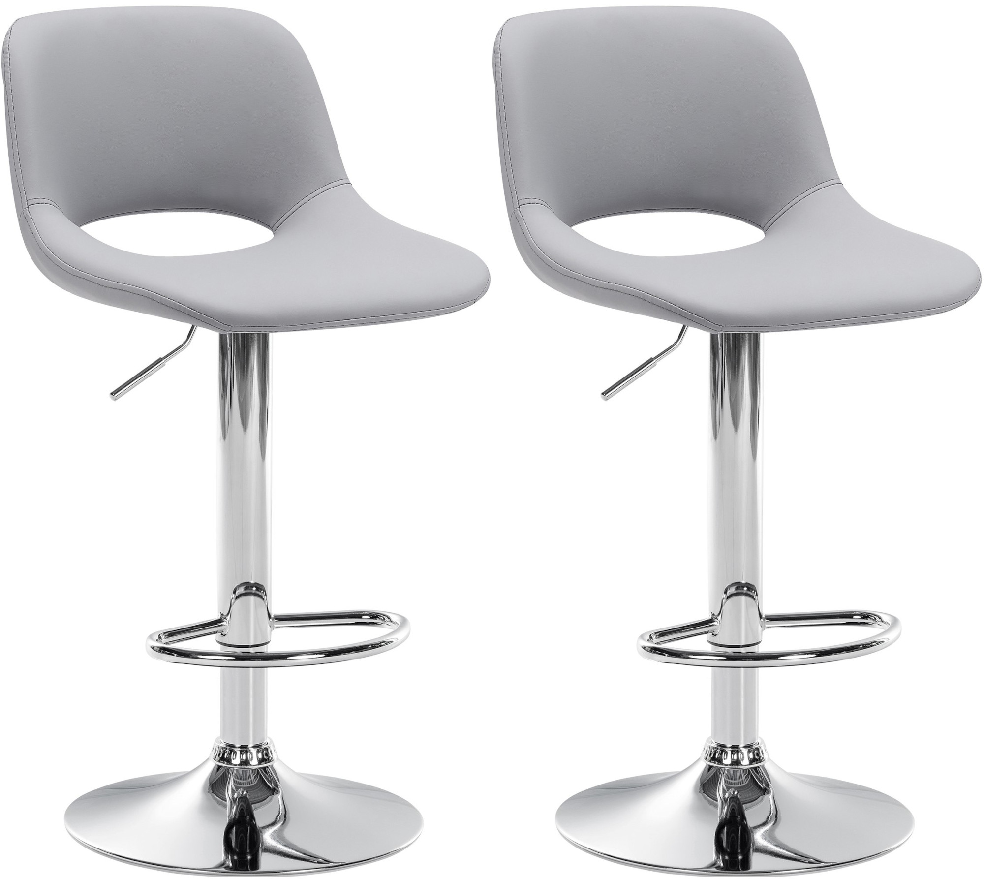 2er Set Barhocker Camden Kunstleder chrom, grau