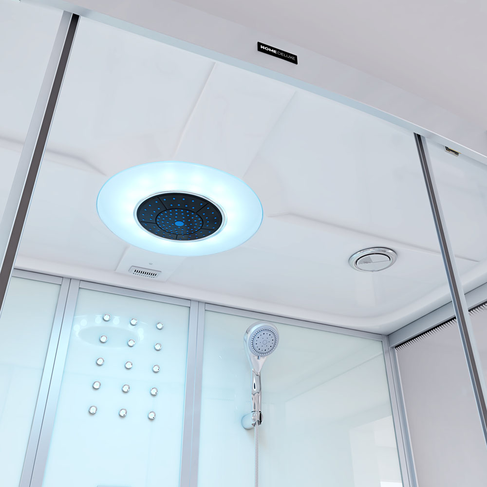 Dampfdusche mit Whirlpoolfunktion und LED-Beleuchtung DIAMOND BIG - 190 x 100 cm Weiß