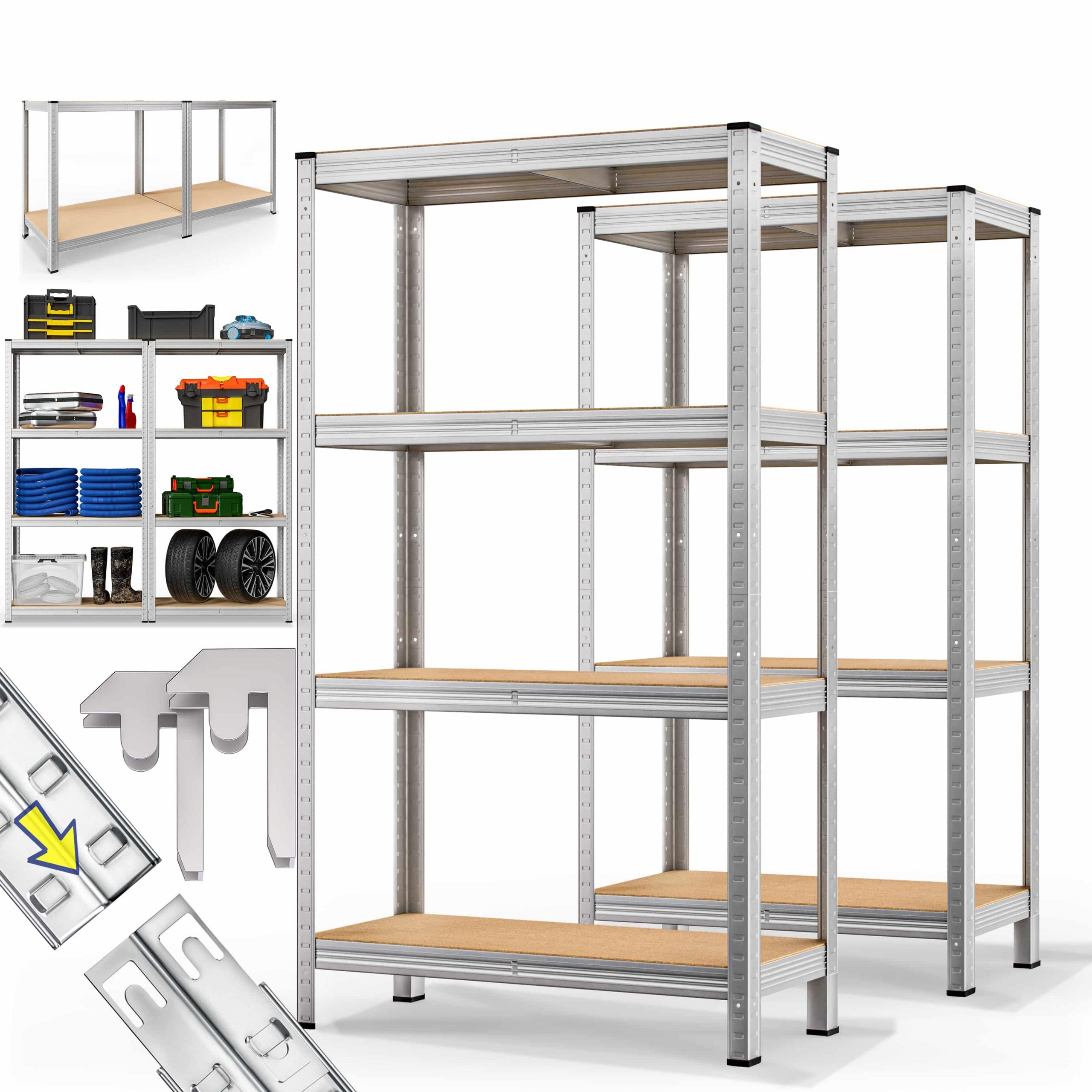 Schwerlastregal 2er-Set 160x90x40cm verzinkt 700kg