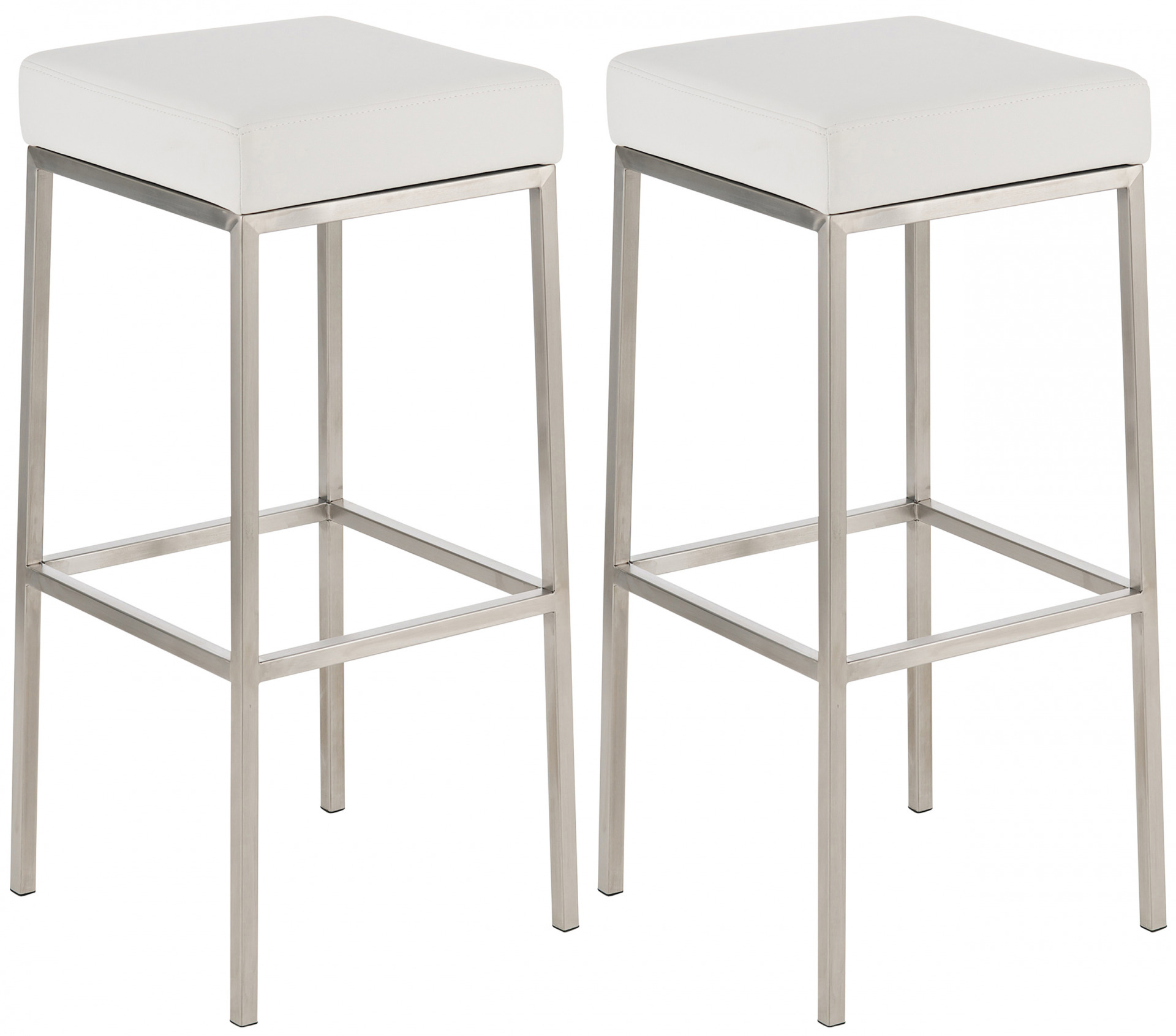 2er Set Barhocker Montreal 85 Kunstleder edelstahl, weiß