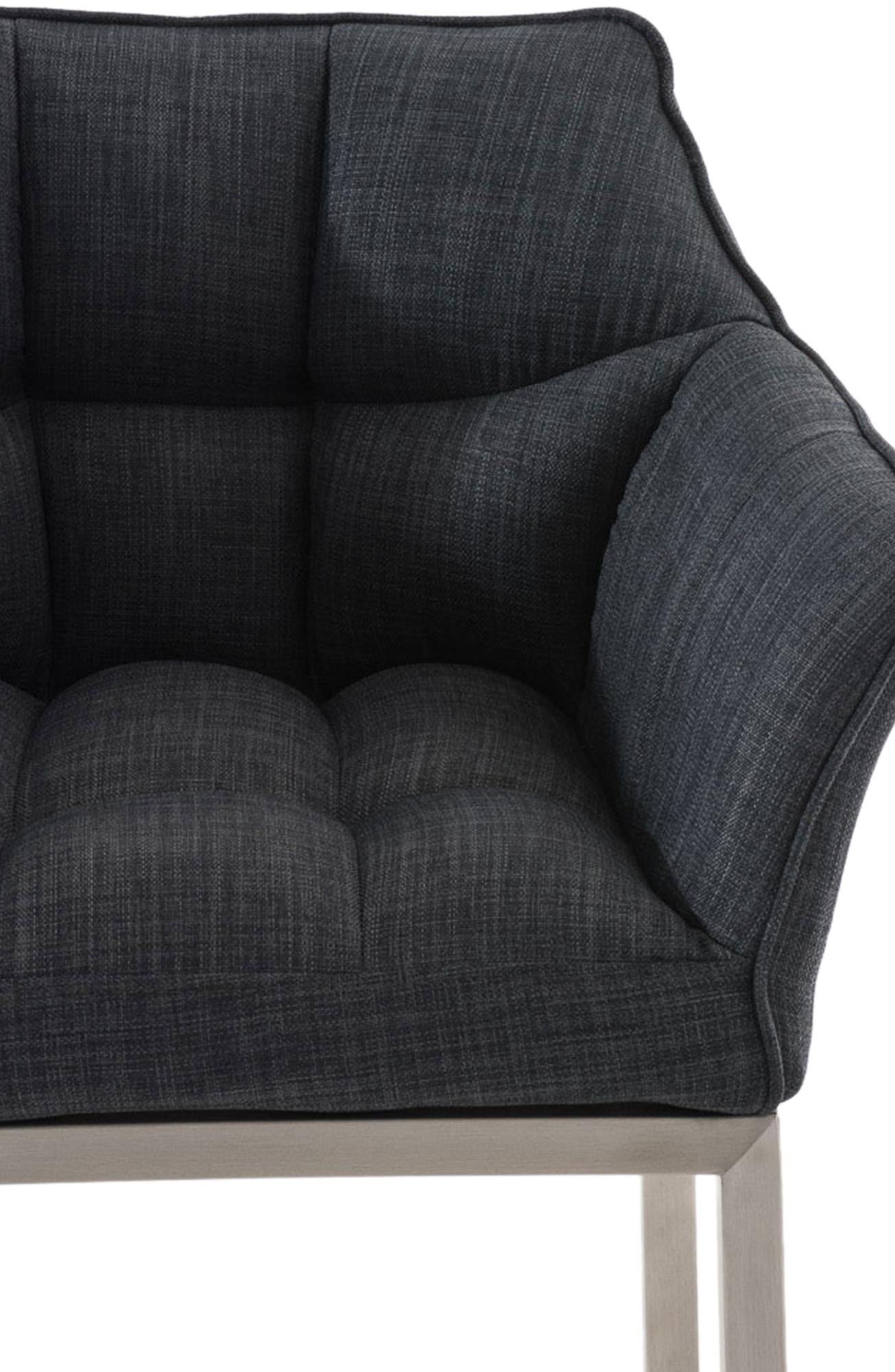Barhocker Damaso E Stoff mit 4-Fuß Gestell, dunkelgrau