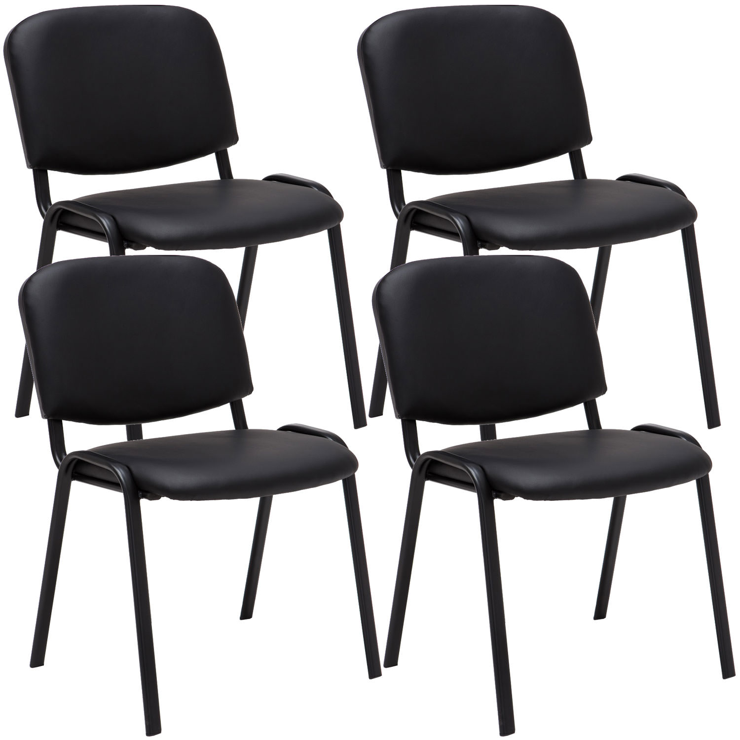 4er Set Besucherstuhl Ken Kunstleder, schwarz