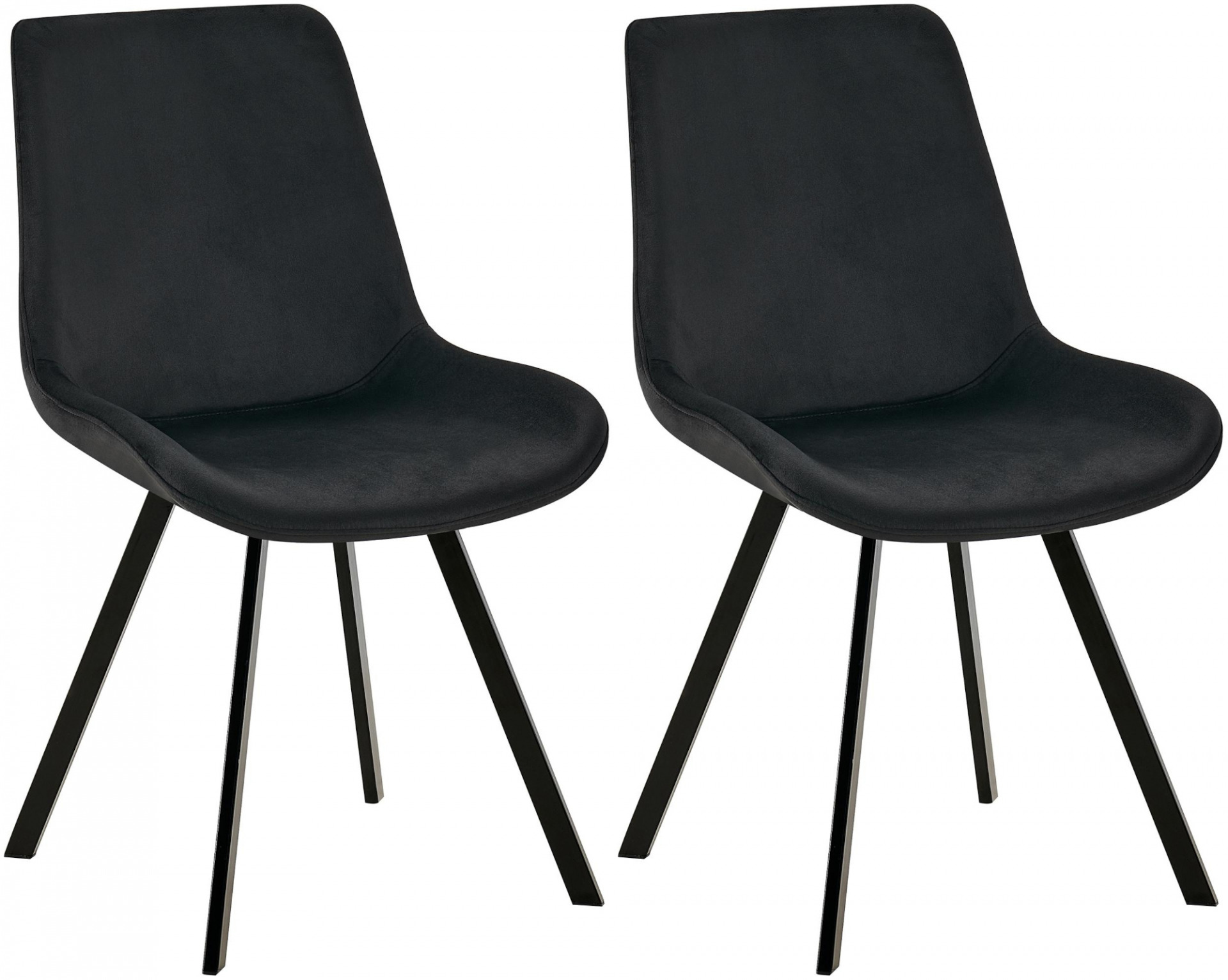 2er Set Esszimmerstuhl Lewes Samt, schwarz