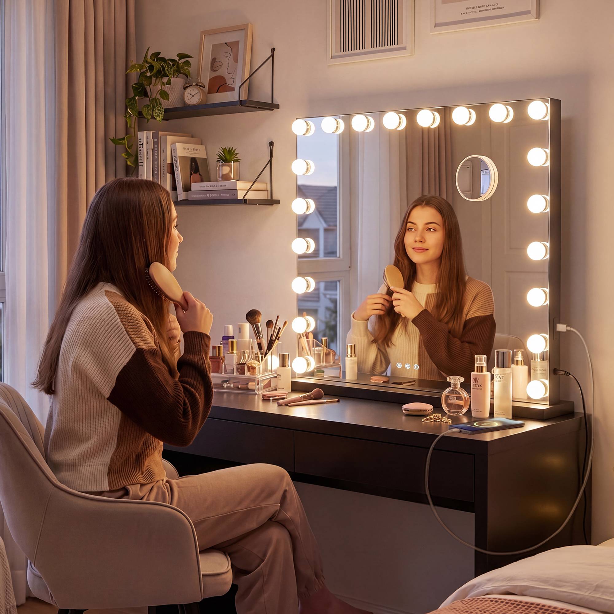 Schminkspiegel Norlina mit Bluetooth, schwarz
